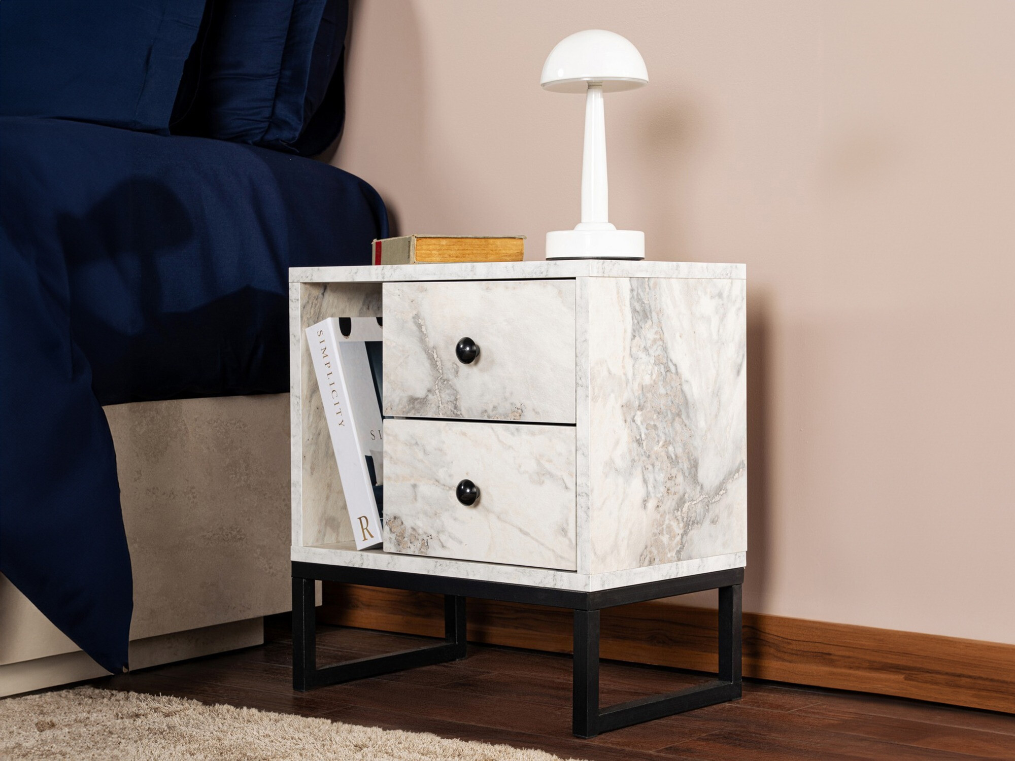 Öökapp Novato 109 (Valge marmor + Must)