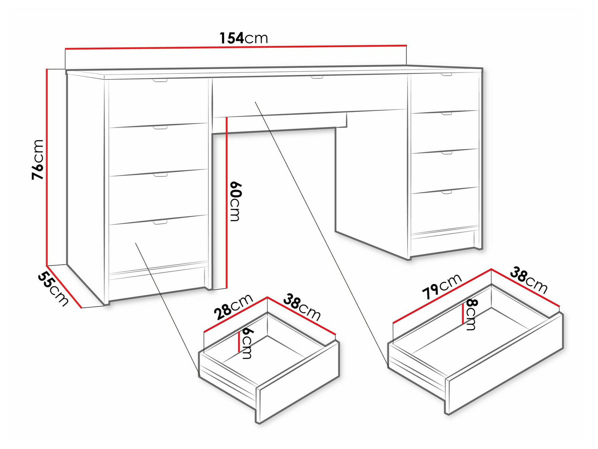 Kirjutuslaud Comfivo Larmire 110 (Valge)