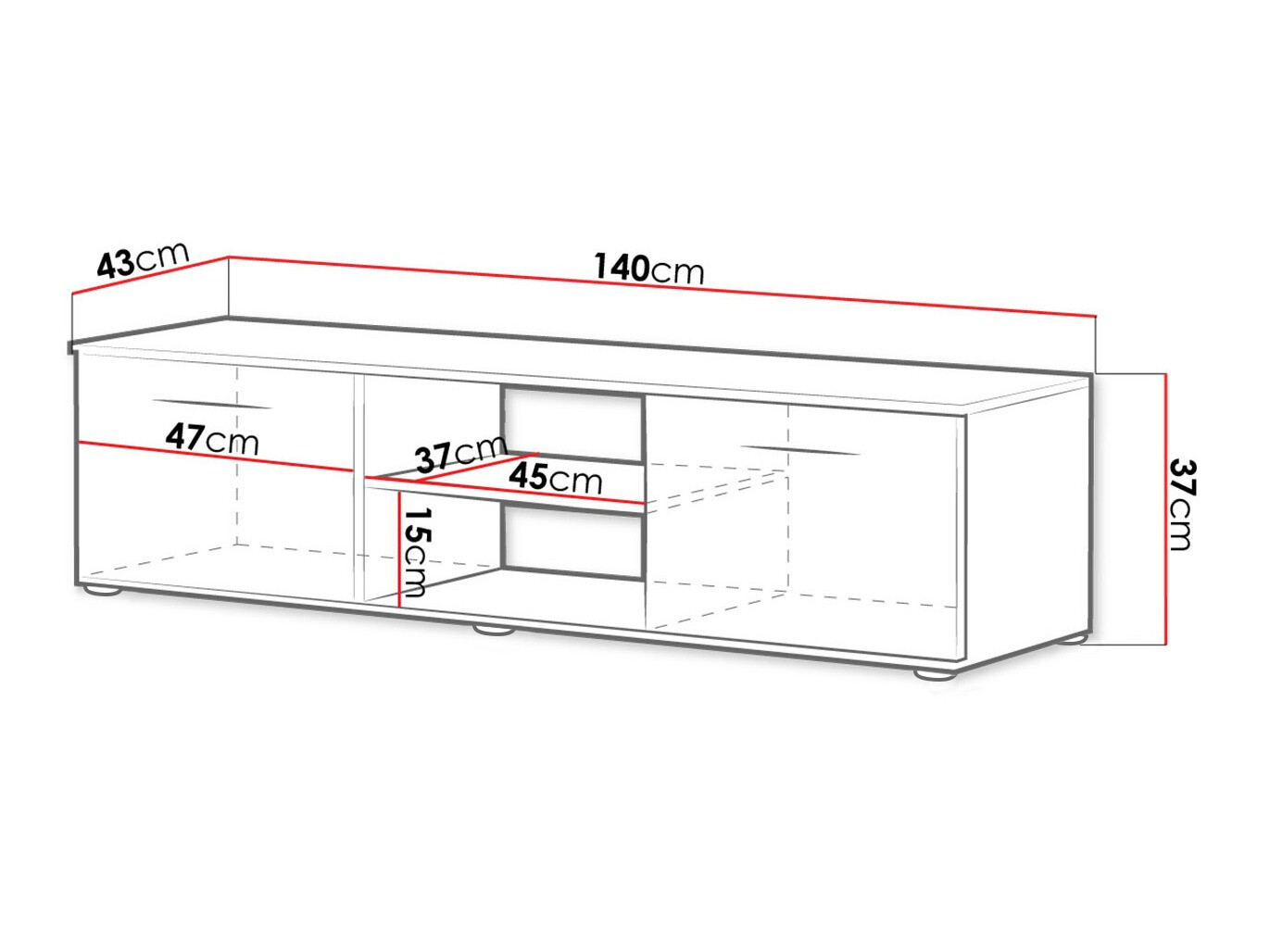 TV-alus Tornola 100 (Must + Läikiv must)