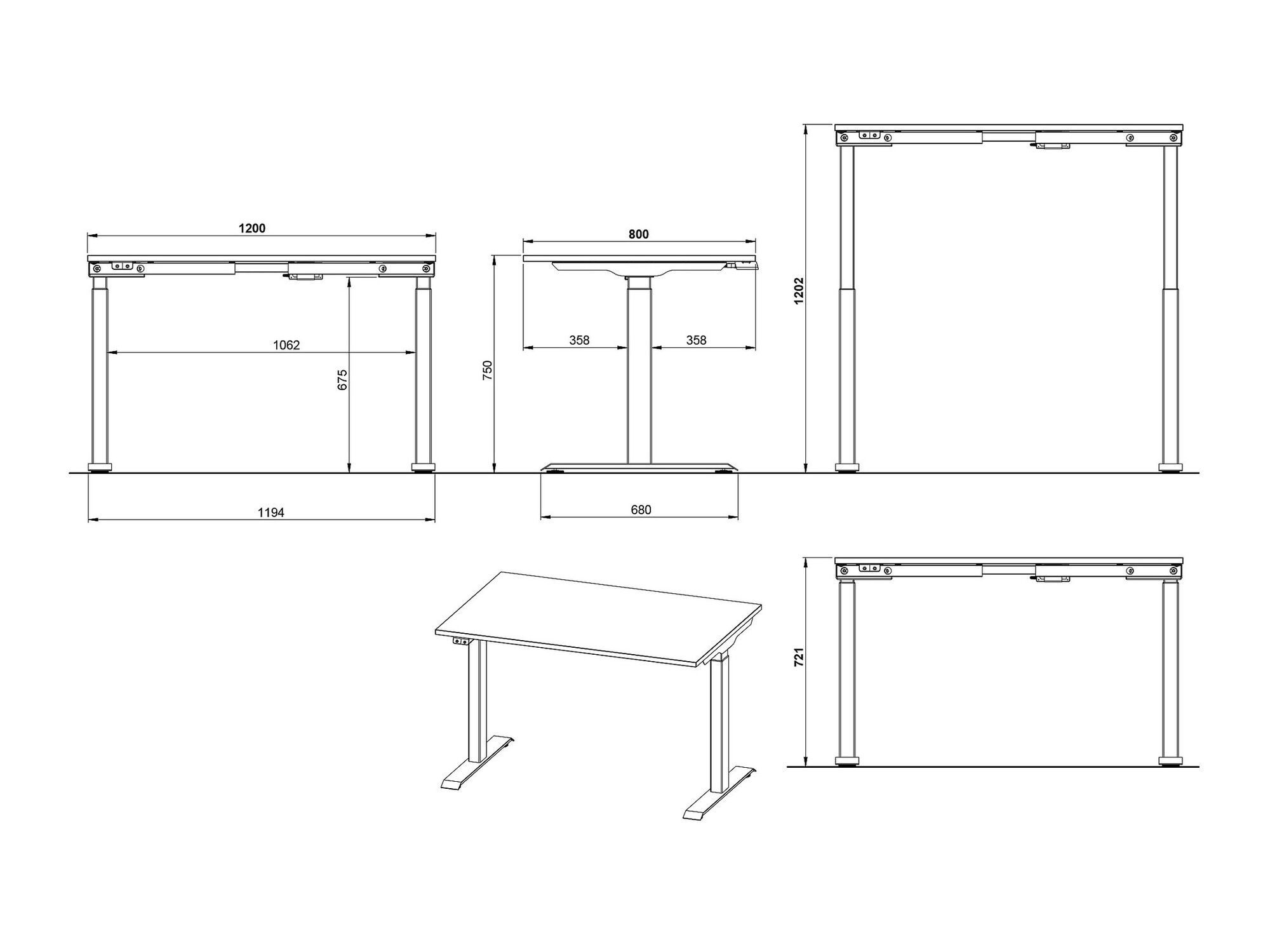 Reguleeritava kõrgusega töölaud Vesbeno 104 (Kašmiir + Must)