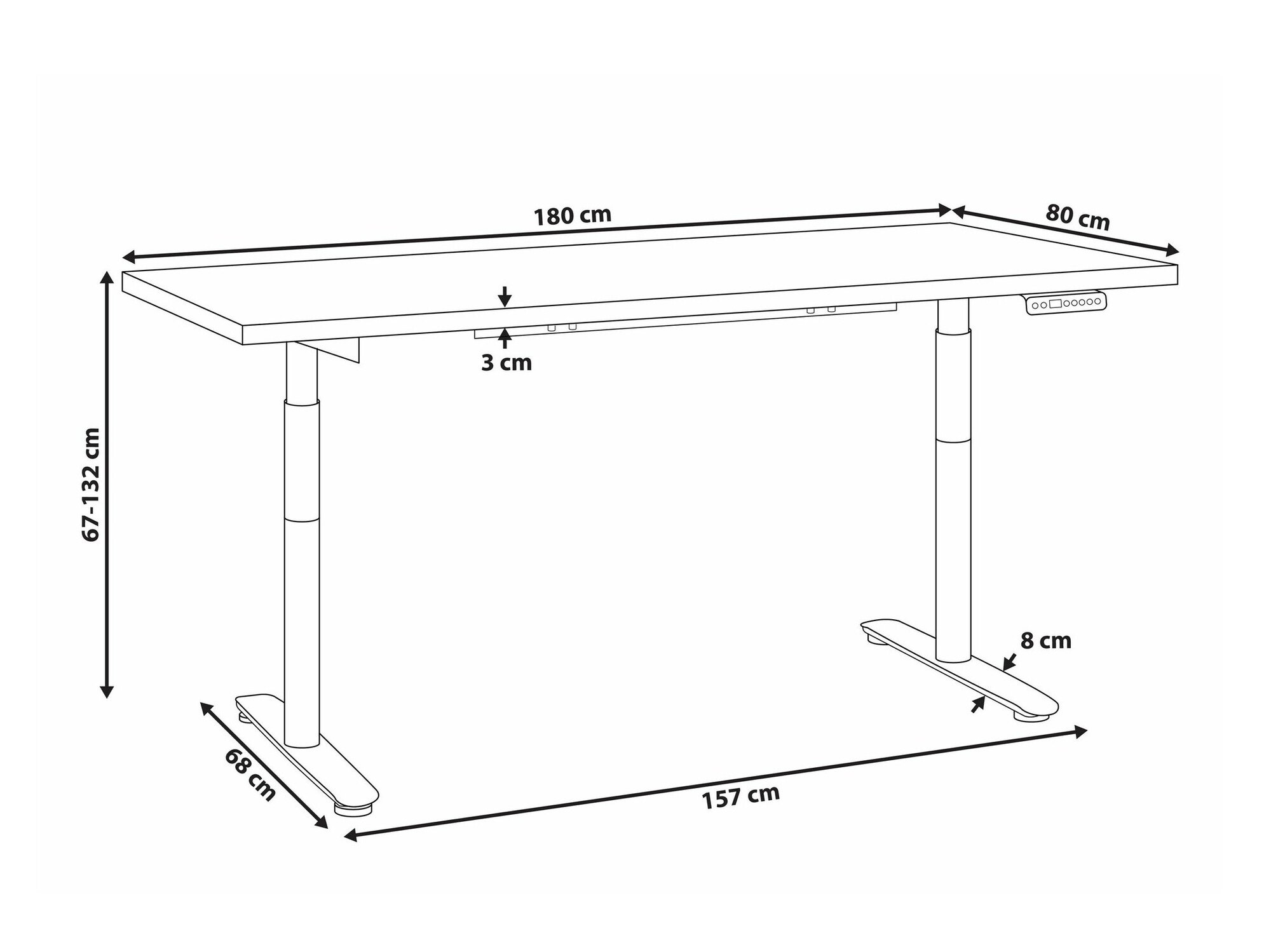 Reguleeritava kõrgusega töölaud Berwyn 2194 (Tume puit)