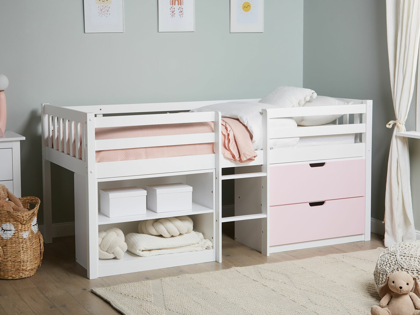 Kõrge voodi Berwyn 2199 (Valge + Roosikarva)