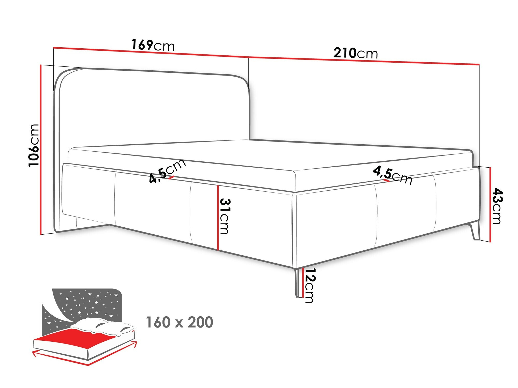 Voodi ComfiDream 188 (Velo 626)
