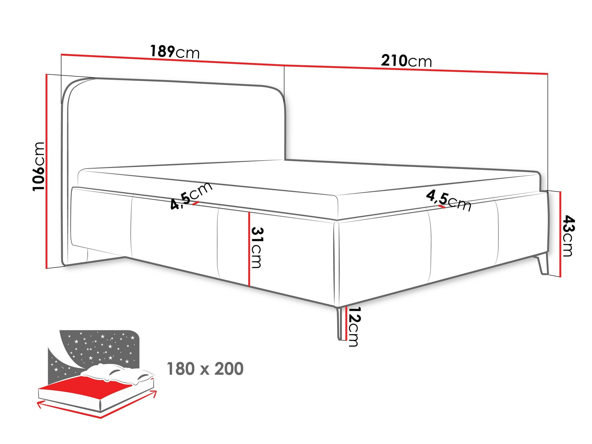 Voodi ComfiDream Lumila (Velo 621)