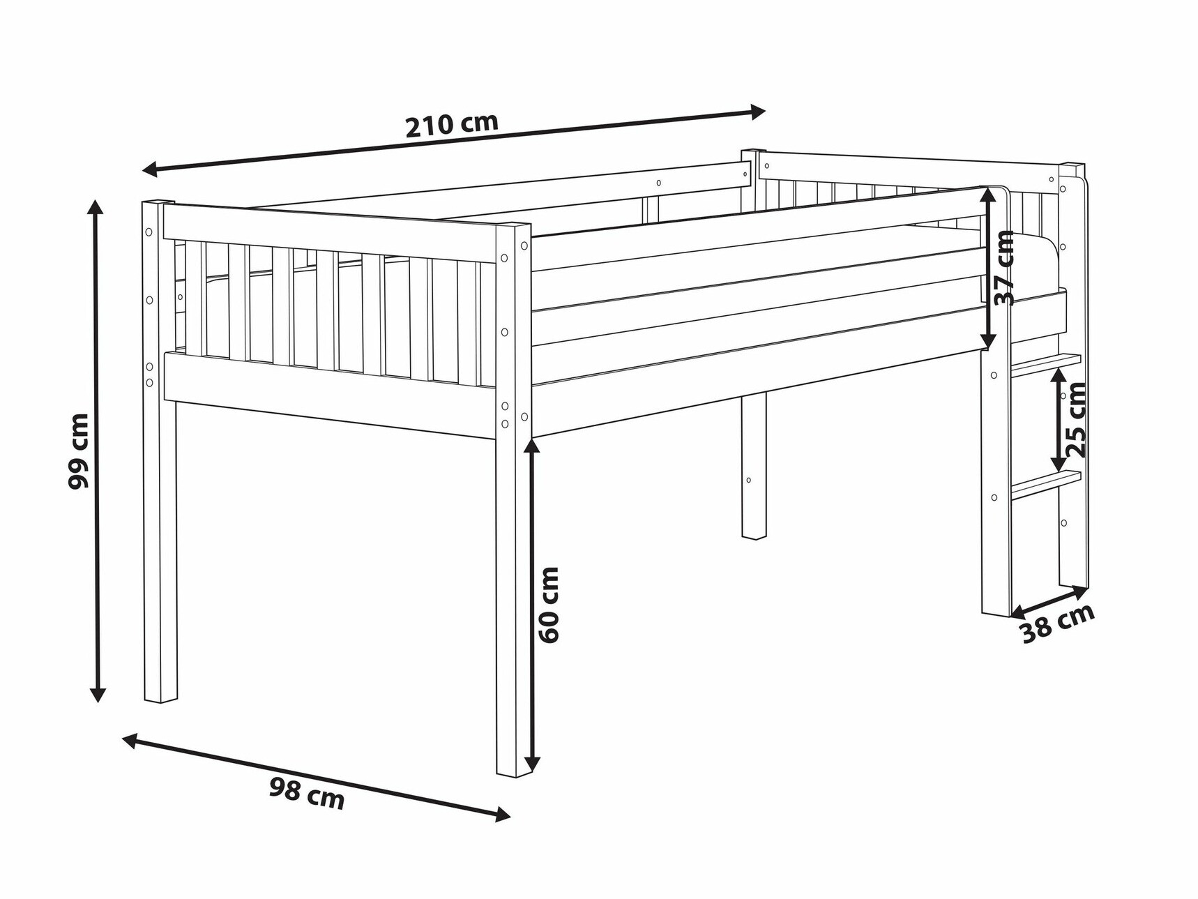 Kõrge voodi Berwyn 2207 (Ere puit)
