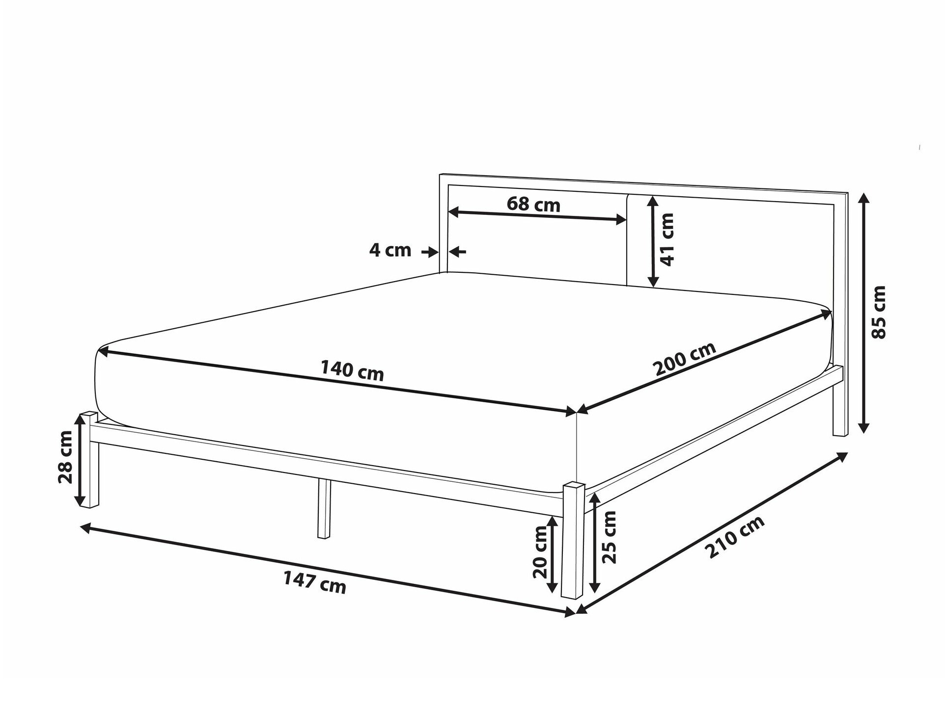 Voodi Berwyn 760 (Must + Beež)