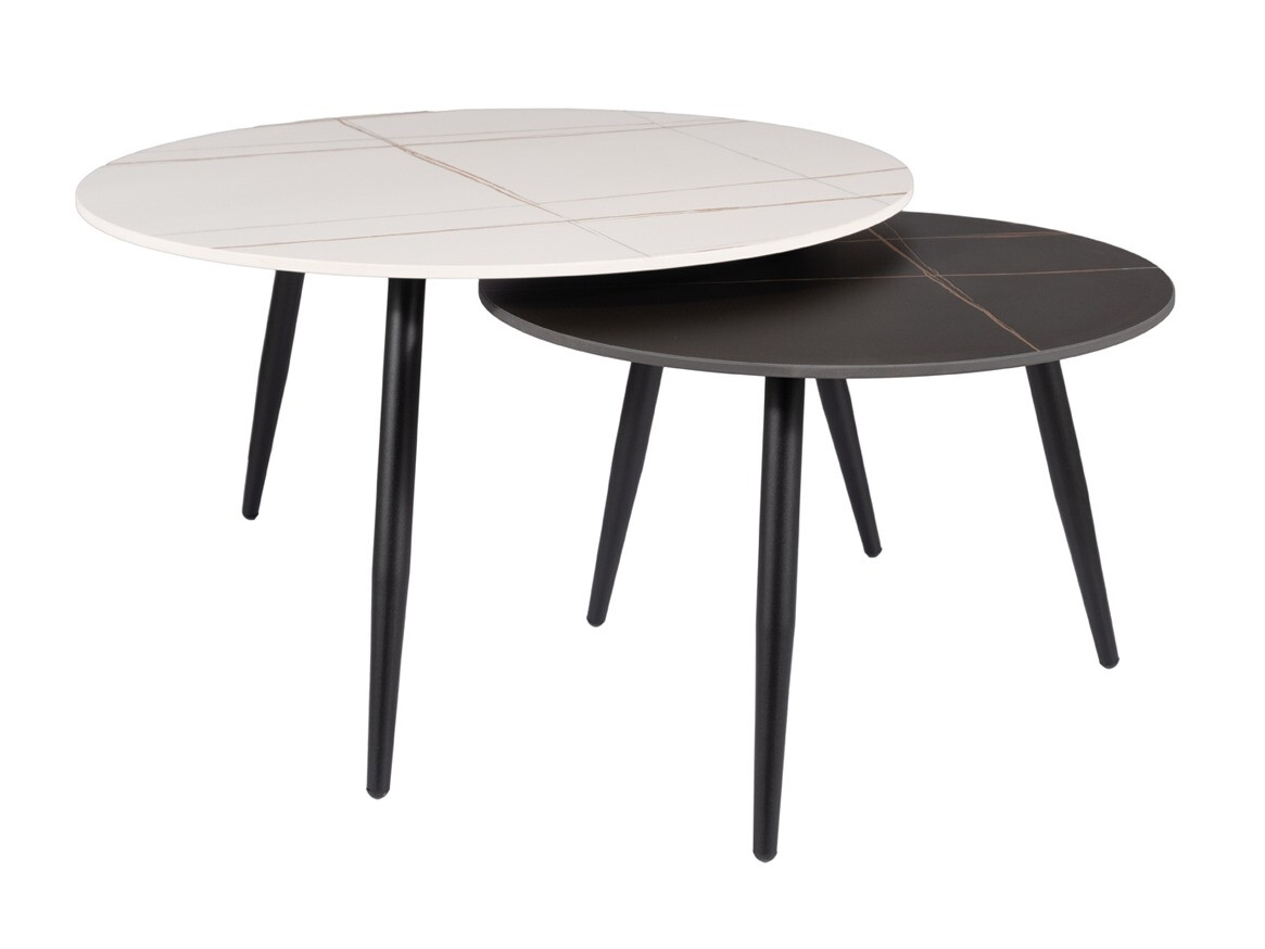 Diivanilaudade komplekt Detroit 602 (Valge marmor + Must marmor)