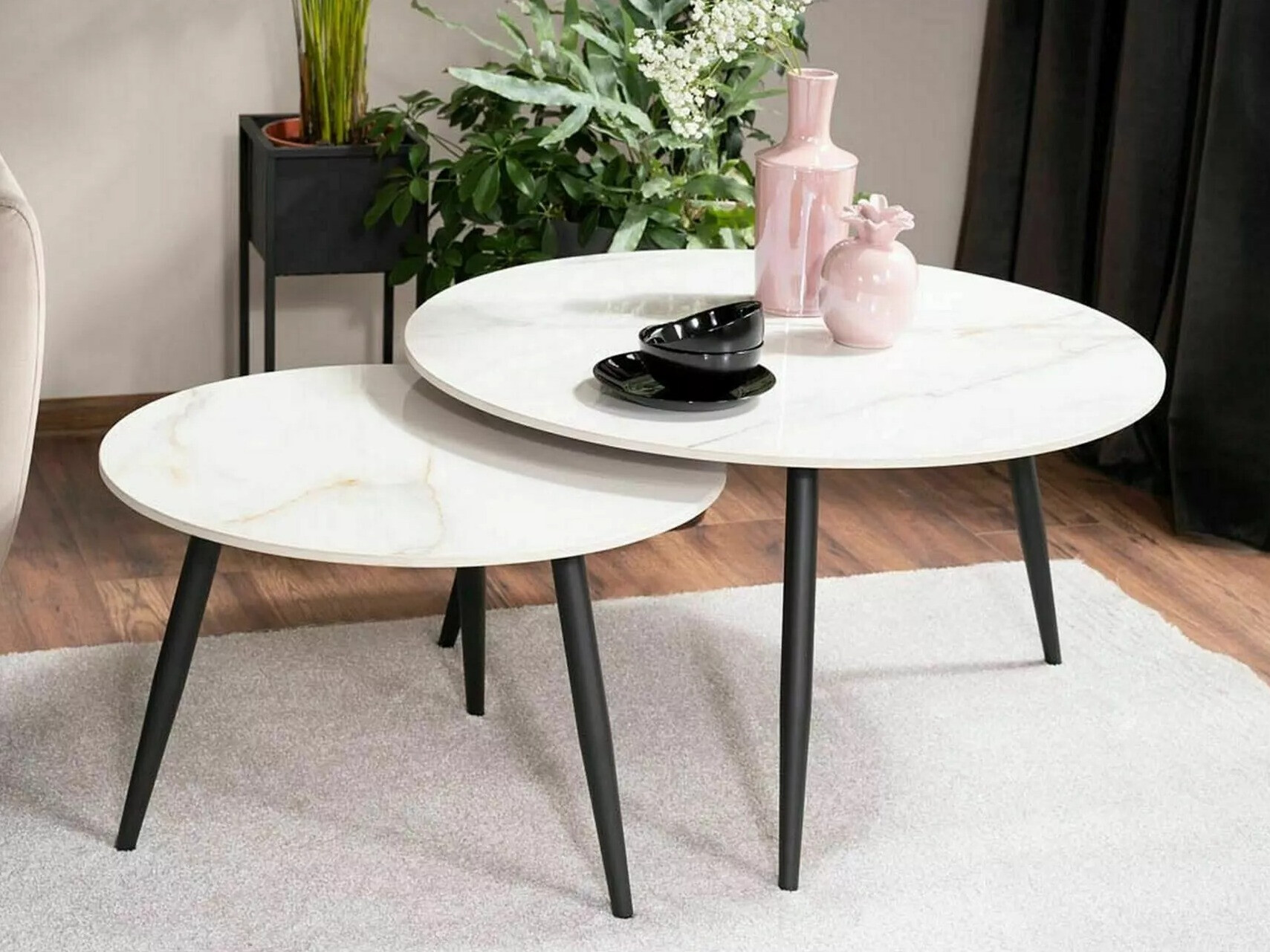 Diivanilaudade komplekt Detroit 602 (Valge marmor)