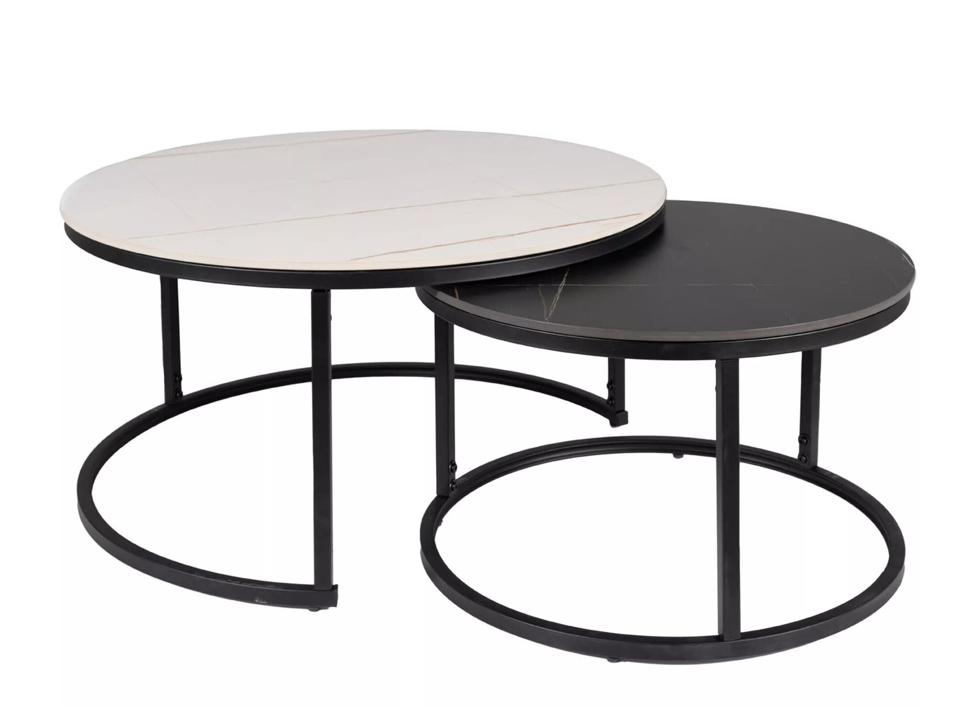 Diivanilaudade komplekt Detroit 607 (Valge marmor + Must marmor)