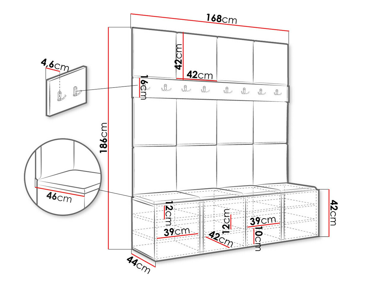 Esikukomplekt Hartford 268 (Valge)