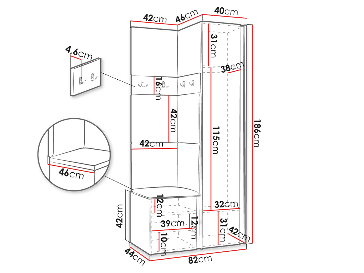 Esikukomplekt Hartford 348 (Artisan tamm + Must)