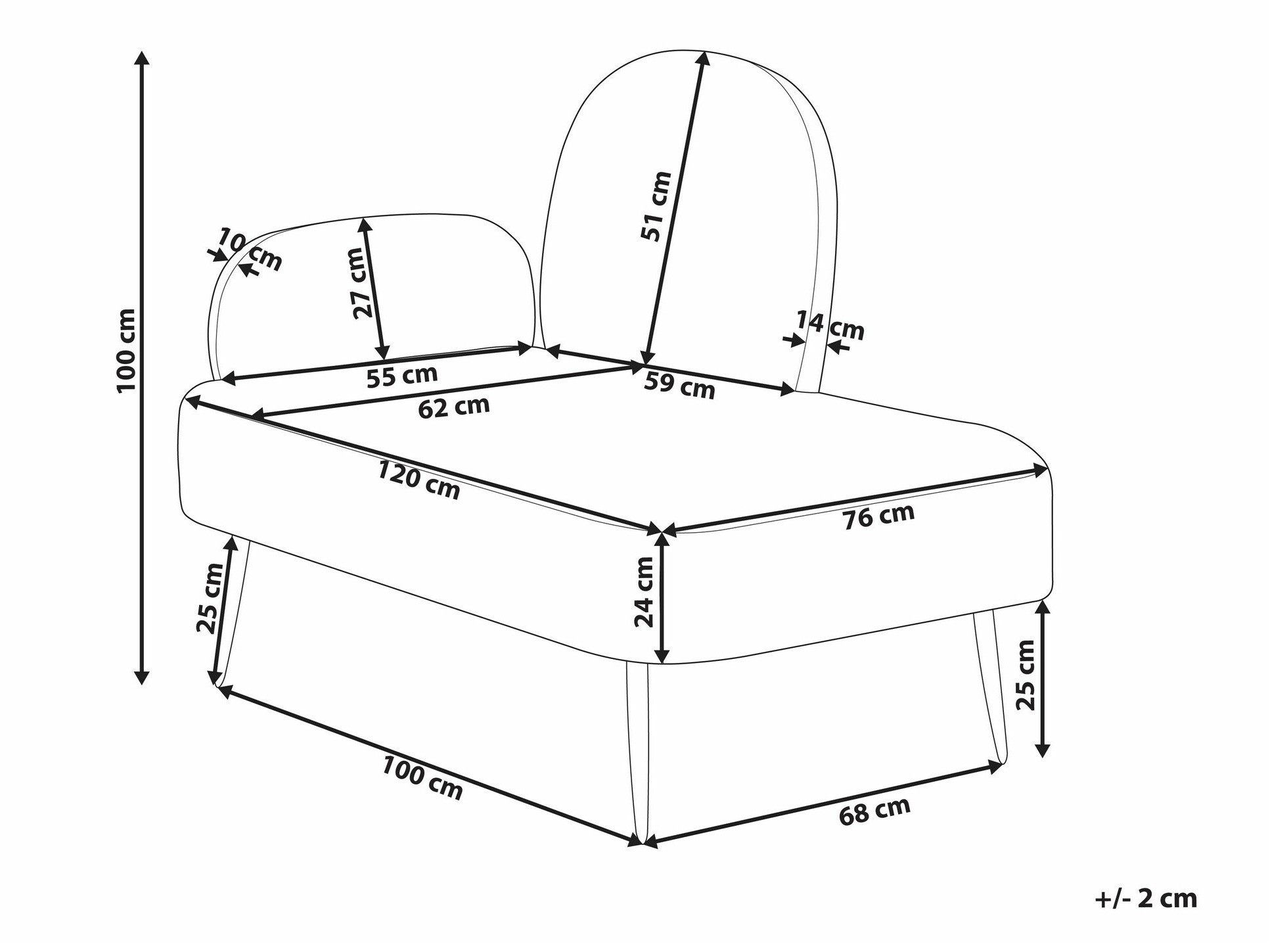 Kušett Berwyn 1729 (Valge + Pruun)