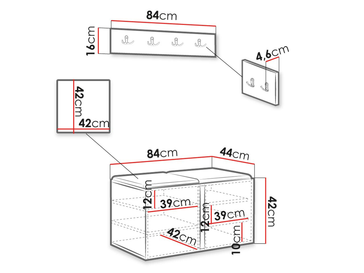 Esikukomplekt Hartford 384 (Valge)