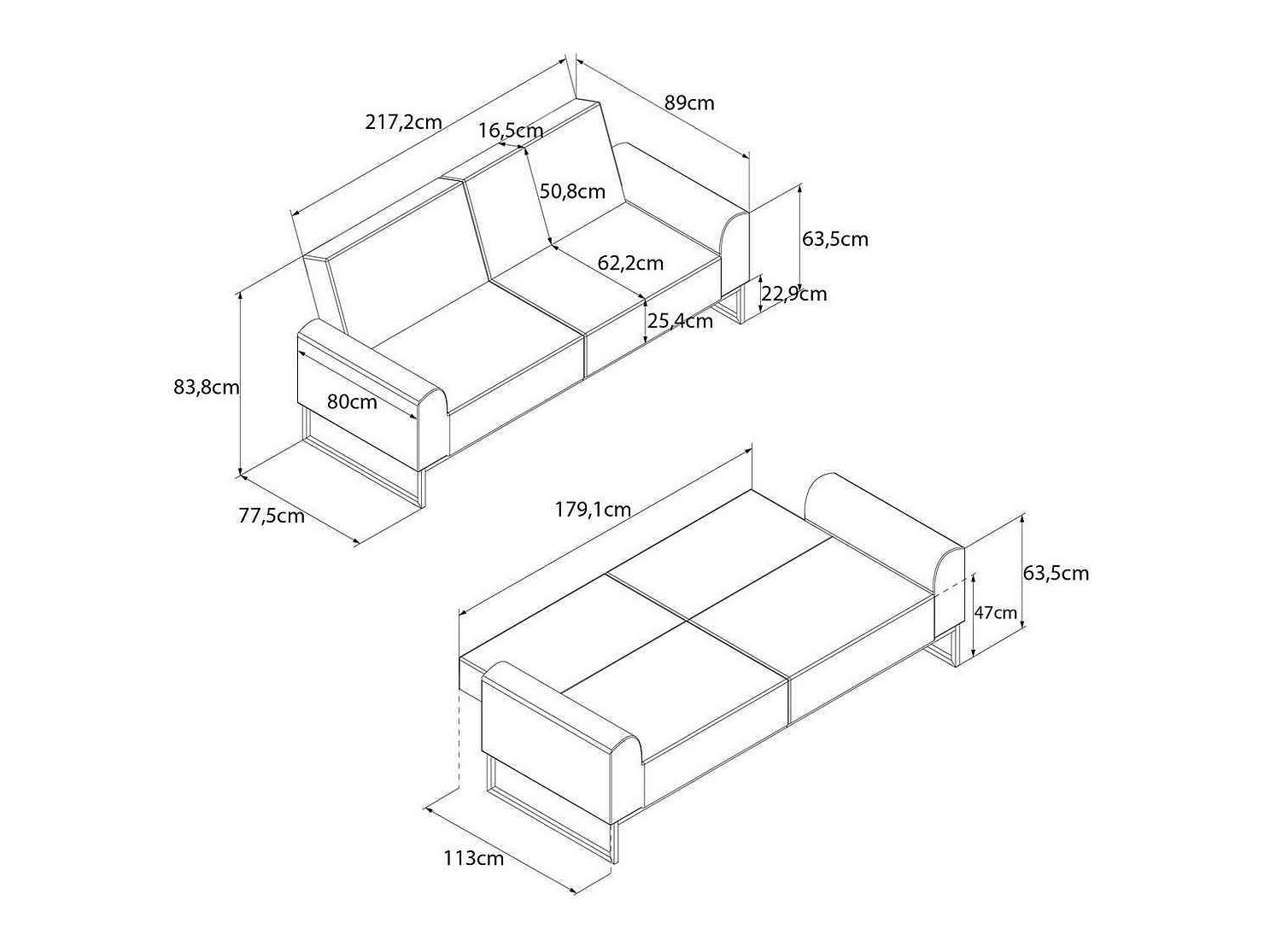 Diivanvoodi CosmoLiving by Cosmopolitan 125 (Must + Roheline)