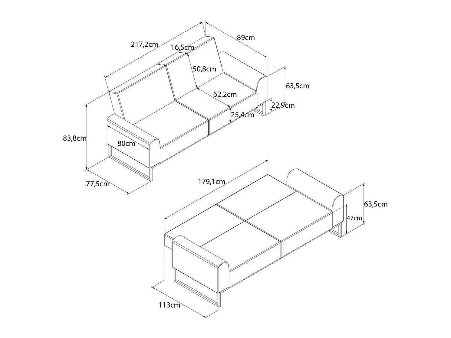 Diivanvoodi CosmoLiving by Cosmopolitan 125 (Must)