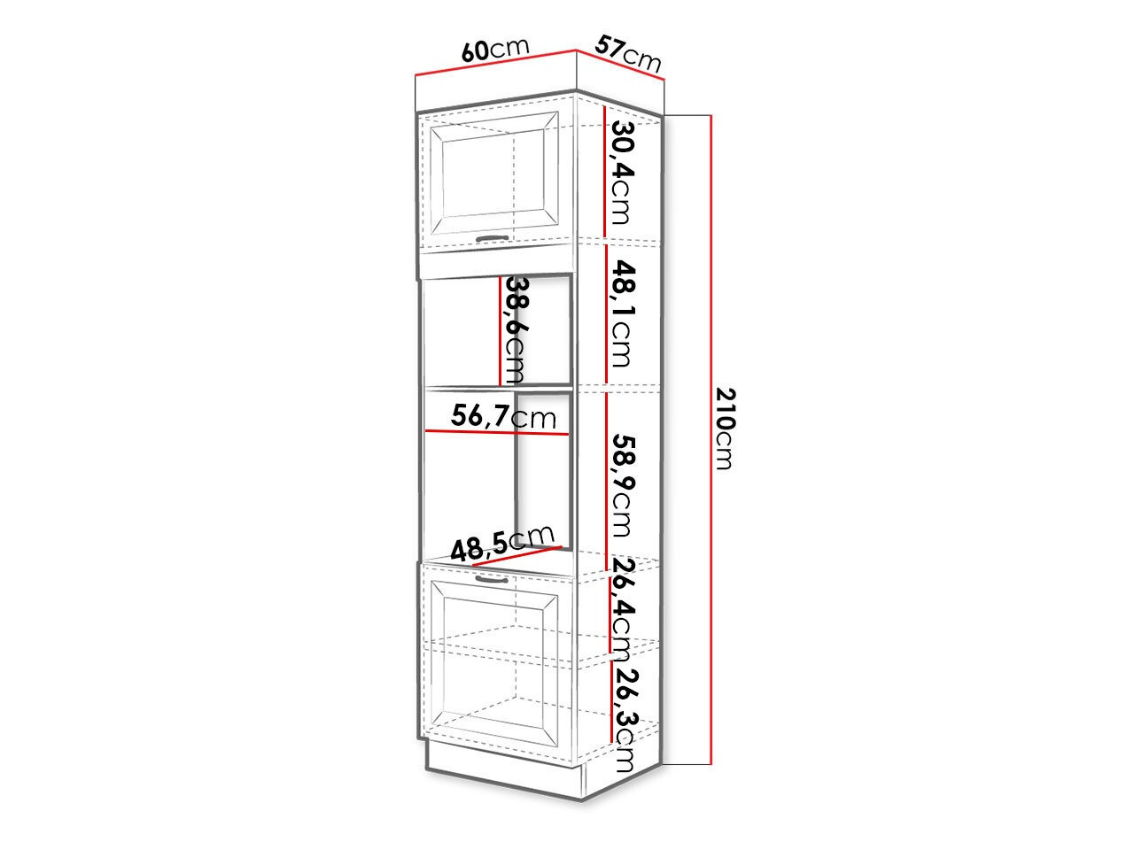 Moodulkapp sisseehitatud seadmete jaoks Retro White 116