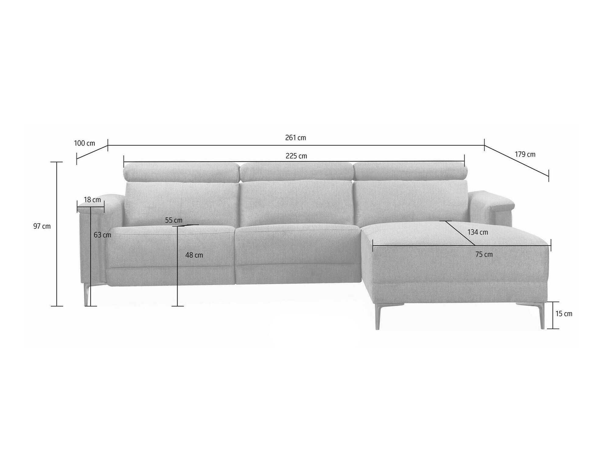 Pehme nurga recliner Denton 1499 (Pruun)