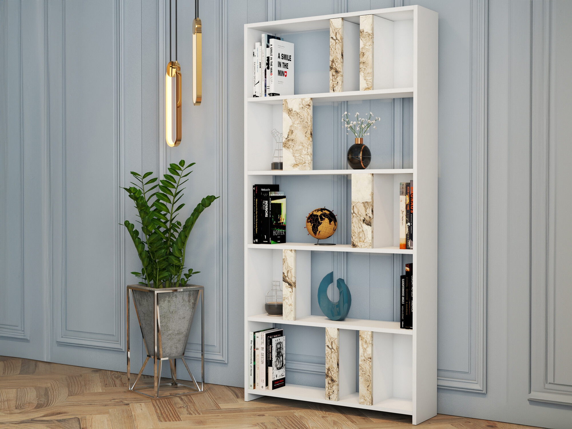 Riiul Kailua 1069 (Valge + Valge marmor)