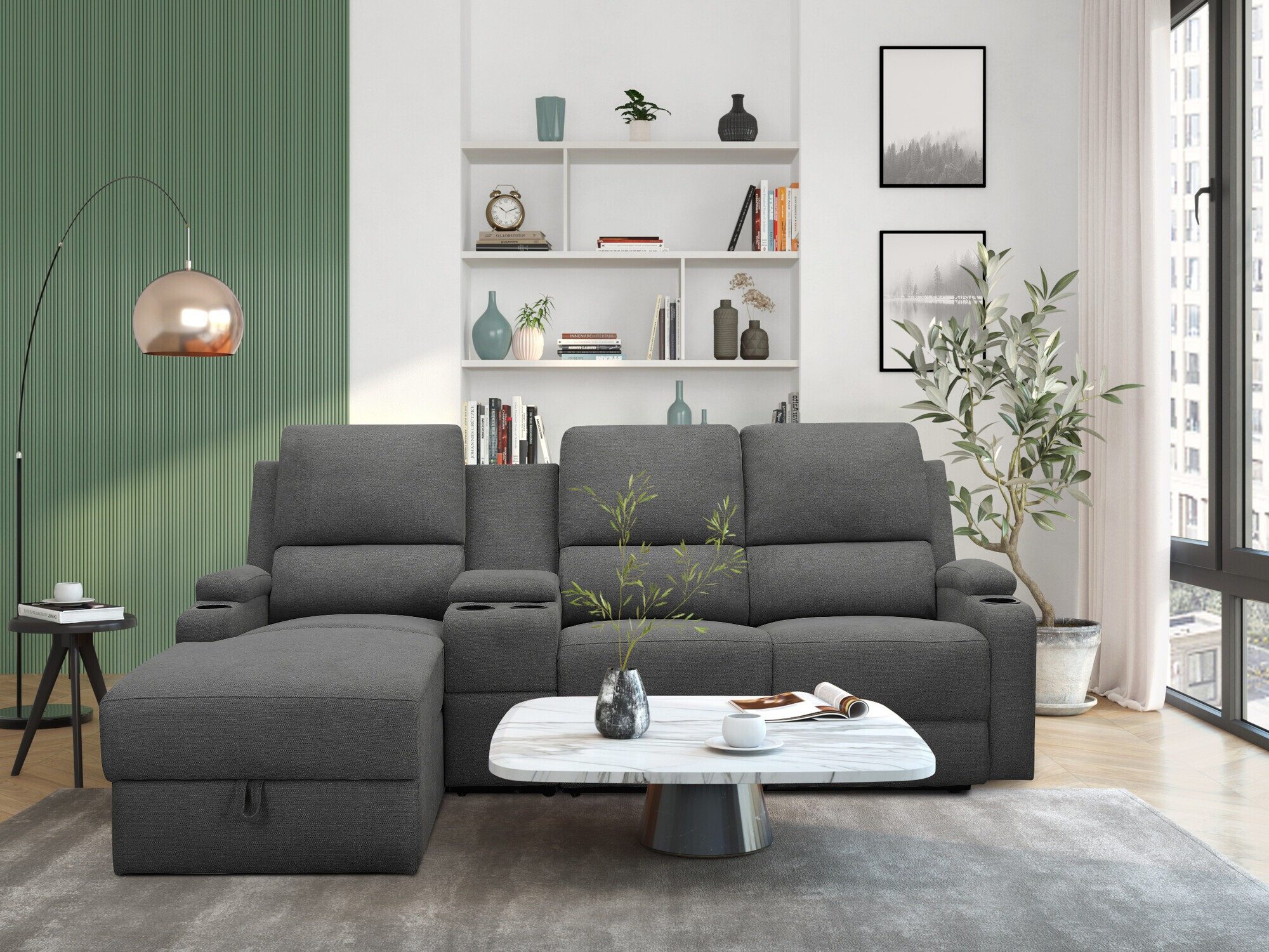 Pehme nurga recliner Denton 1368 (Antratsiit)