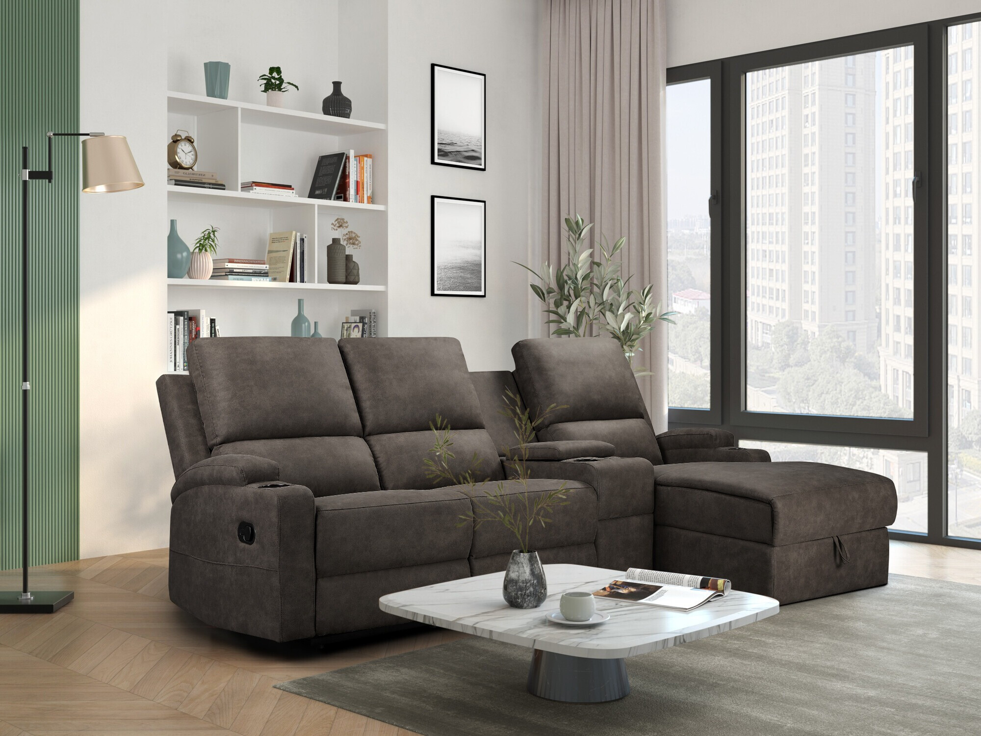 Pehme nurga recliner Denton 1368 (Tumepruun)