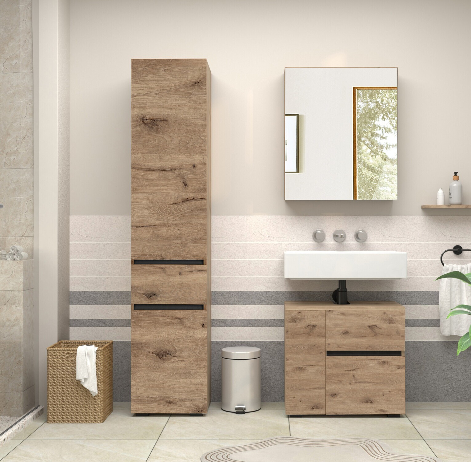 Vannitoa põrandakapp kraanikausile Soncamu 108 (Tamm)