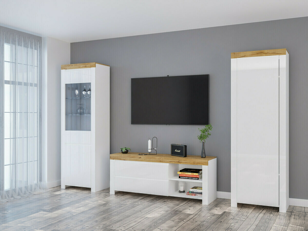 Riiul Sonsoru 104 (Valge + Läikiv valge + Wotani tamm)