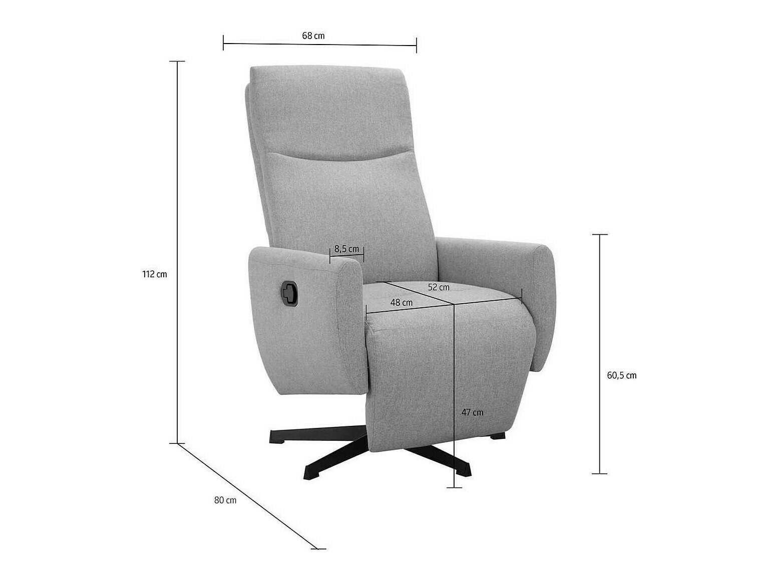Tugitool recliner Denton 1370 (Antratsiit)
