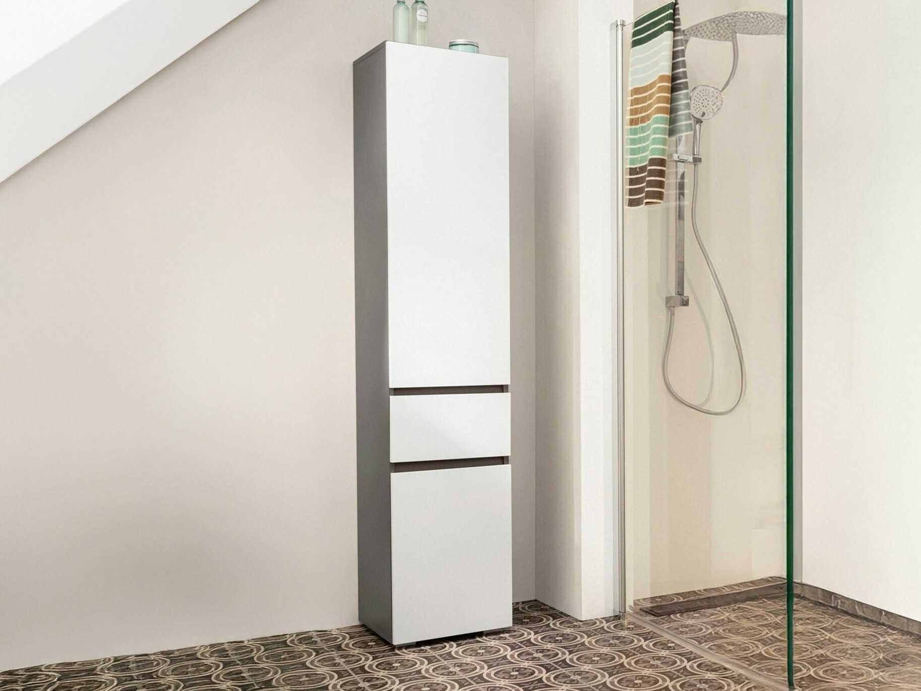 Vannitoa põrandakapp Soncamu 106 (Valge + Antratsiit)