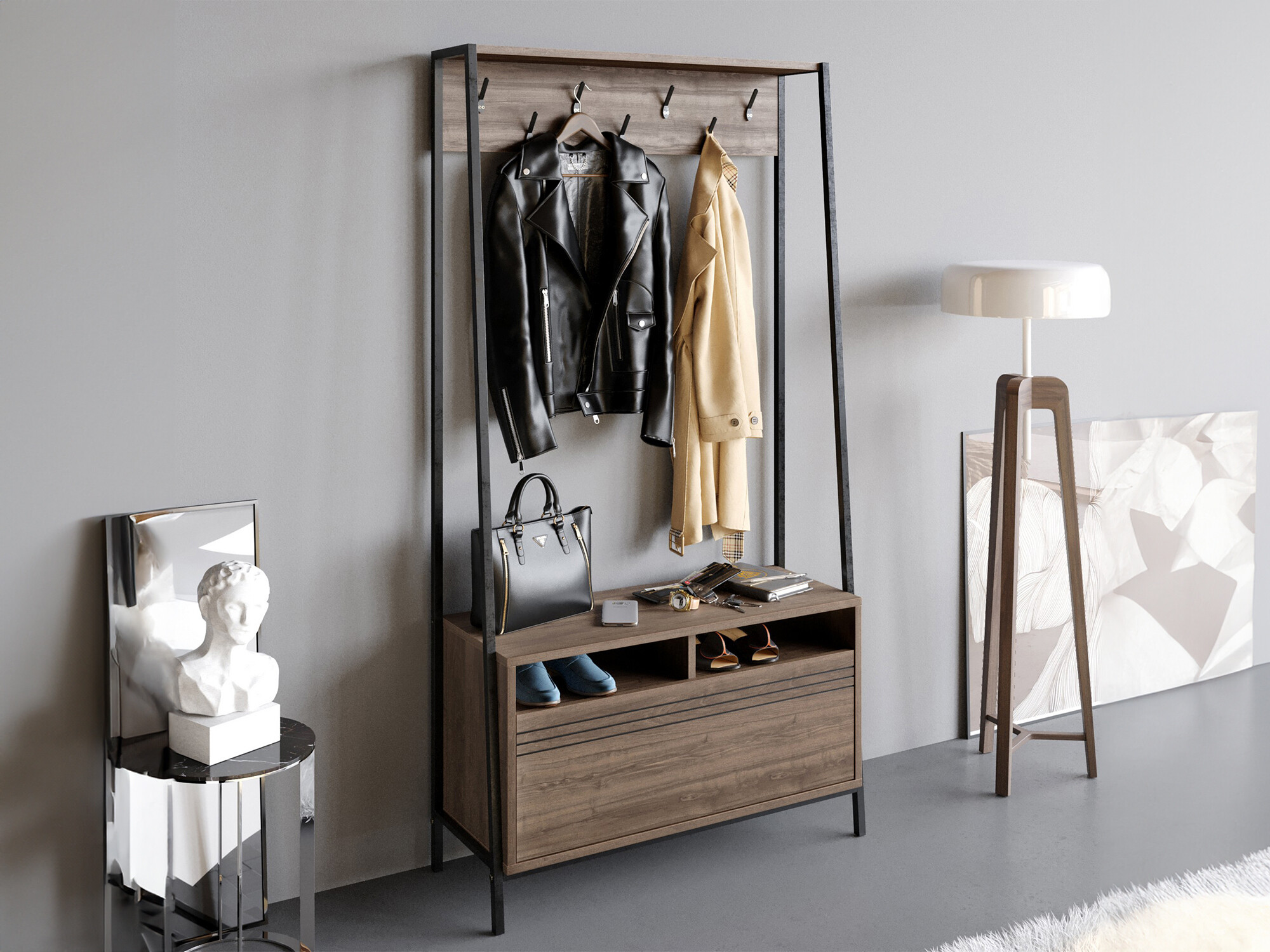 Esikukomplekt Kailua 462 (Must + Pähkel)