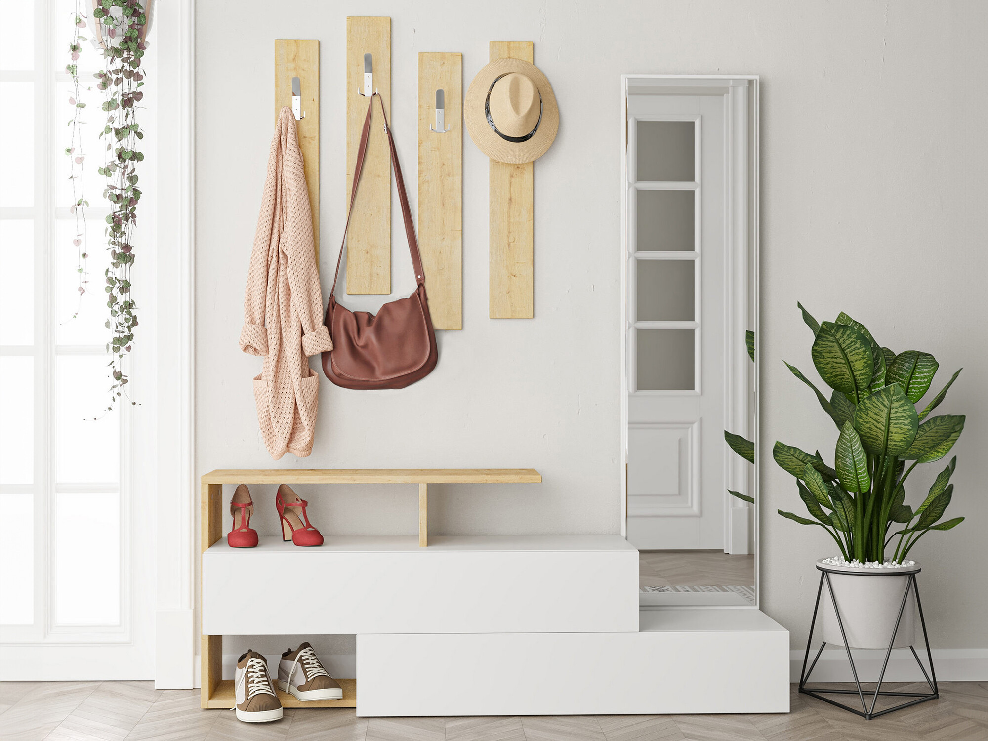 Esikukomplekt Kailua 502 (Valge + Tamm)