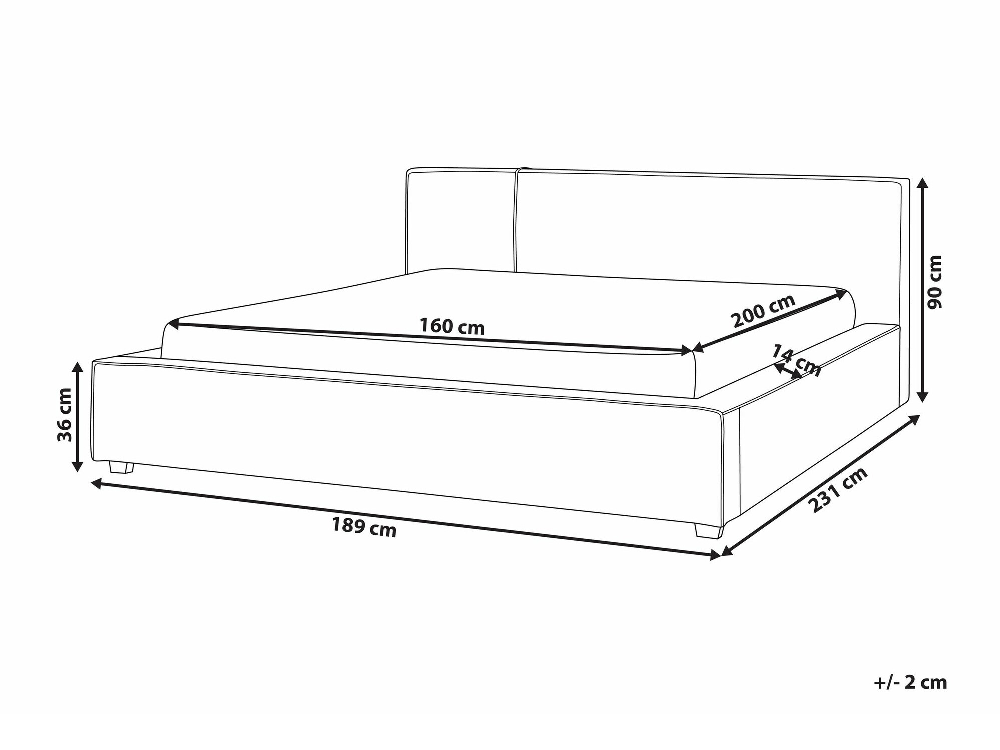 Voodi Berwyn 2250 (Valge)