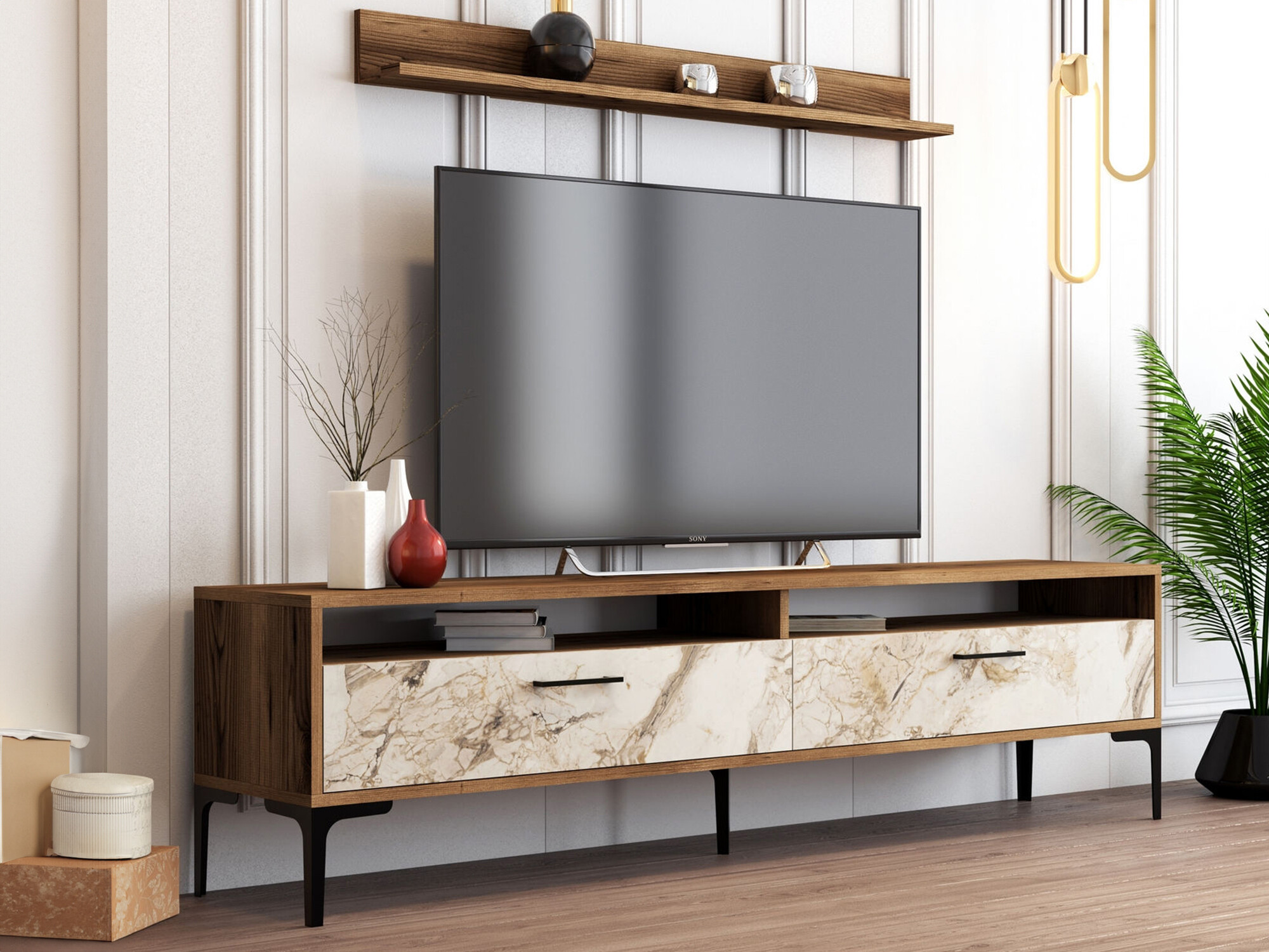 Elutoa komplekt Kailua 857 (Pähkel + Valge marmor)