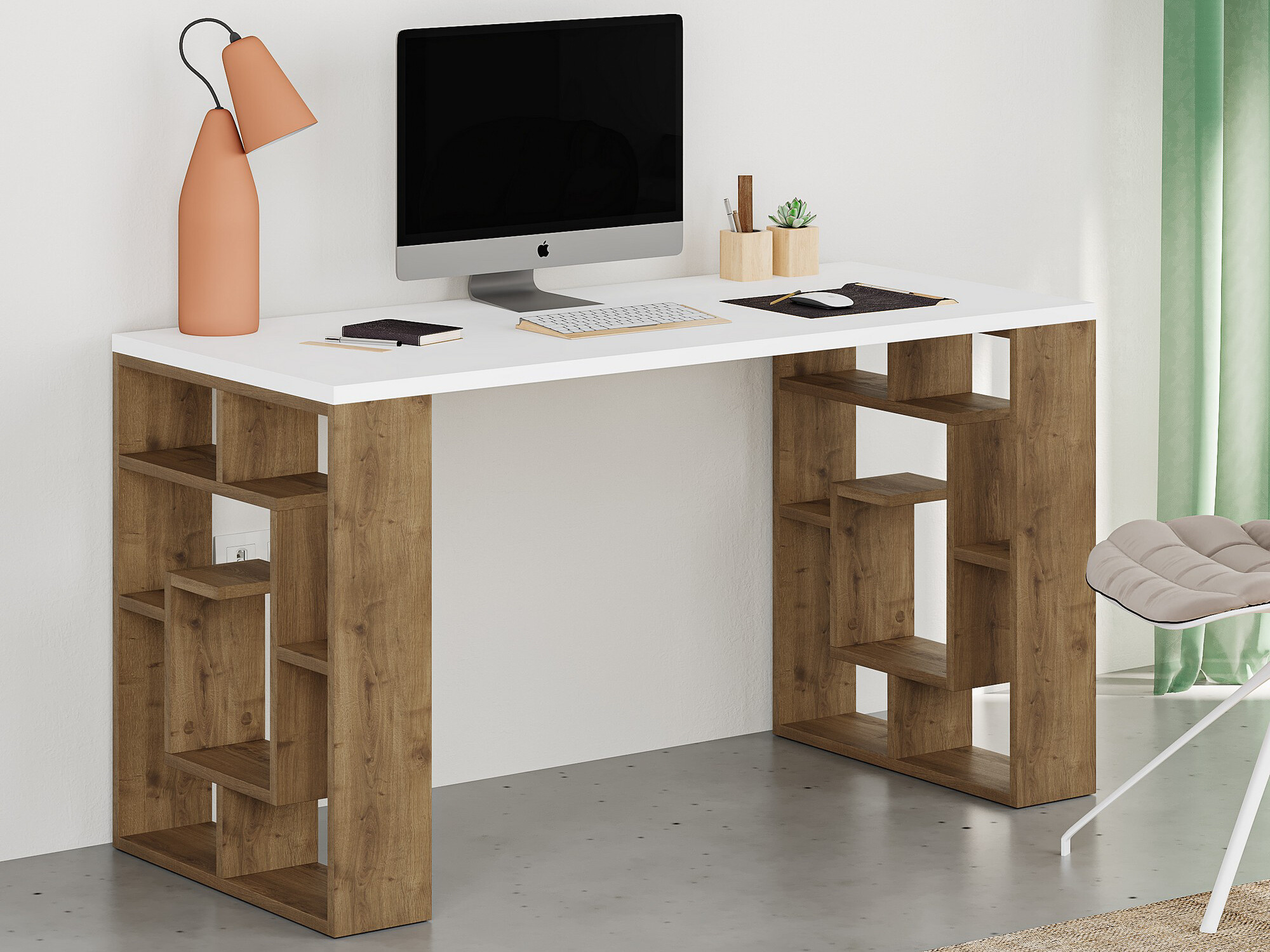 Kirjutuslaud Kailua 813 (Valge + Tume tamm)