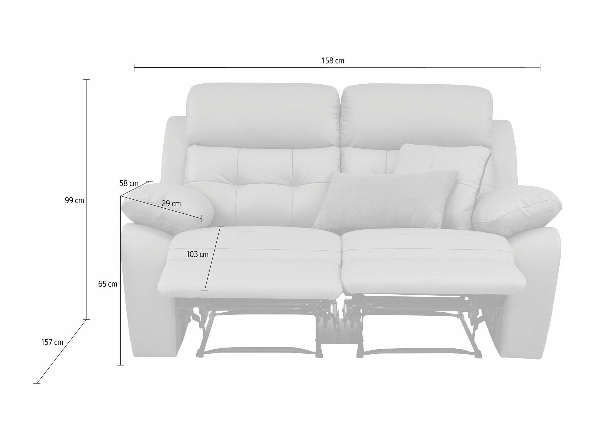 Diivan recliner Denton 1479 (Antratsiit)