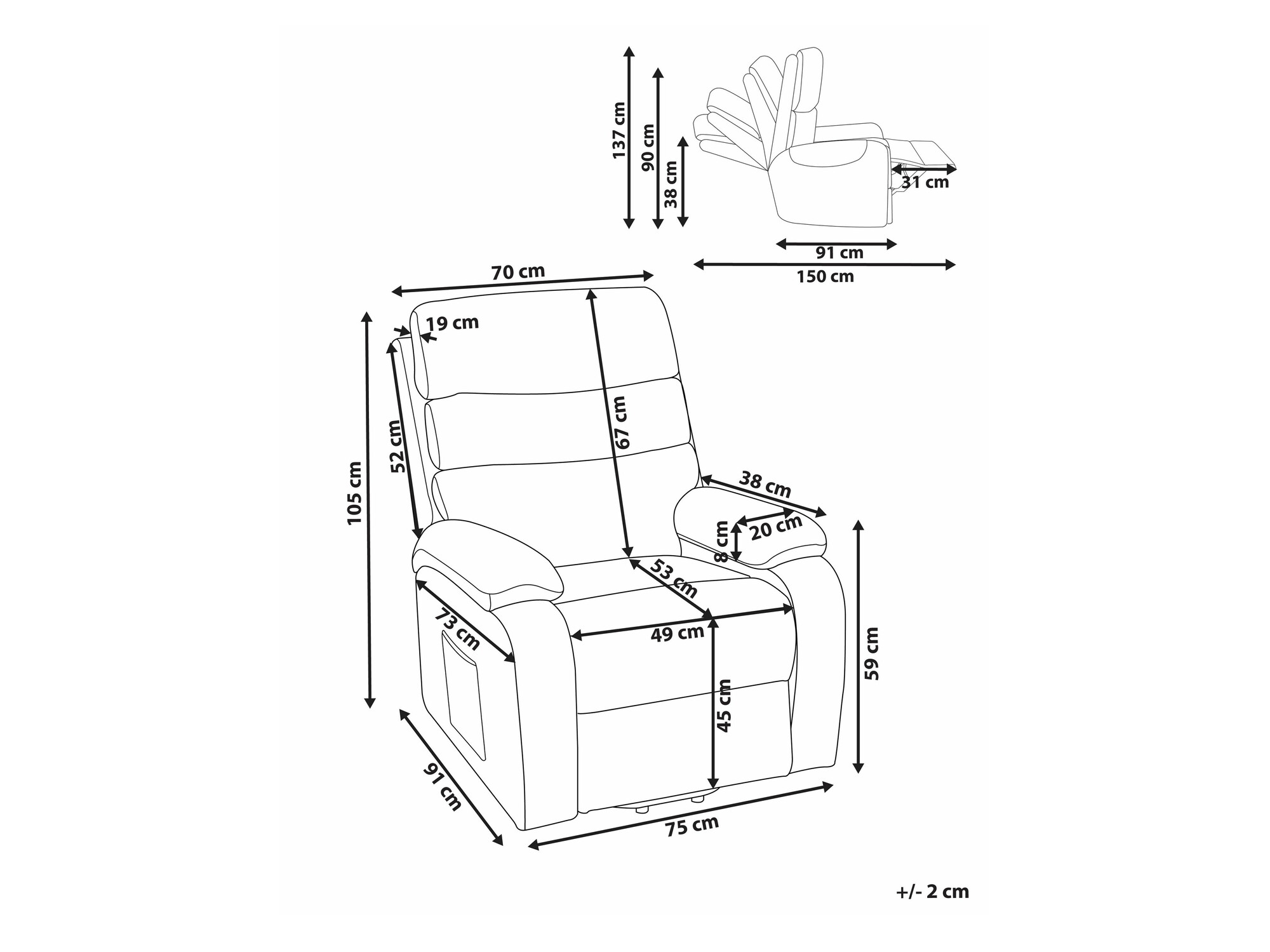 Tugitool recliner Berwyn 2299 (Helepruun)