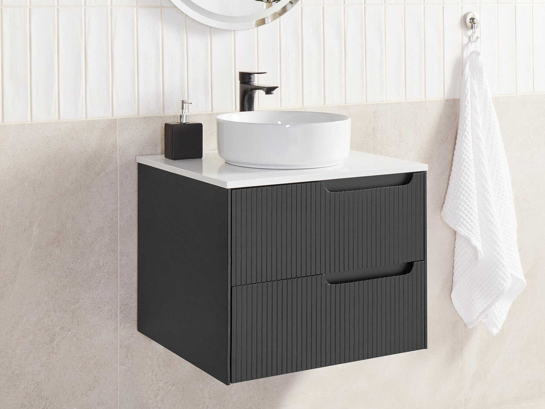 Vannitoa põrandakapp kraanikausile Berwyn 2305 (Must)