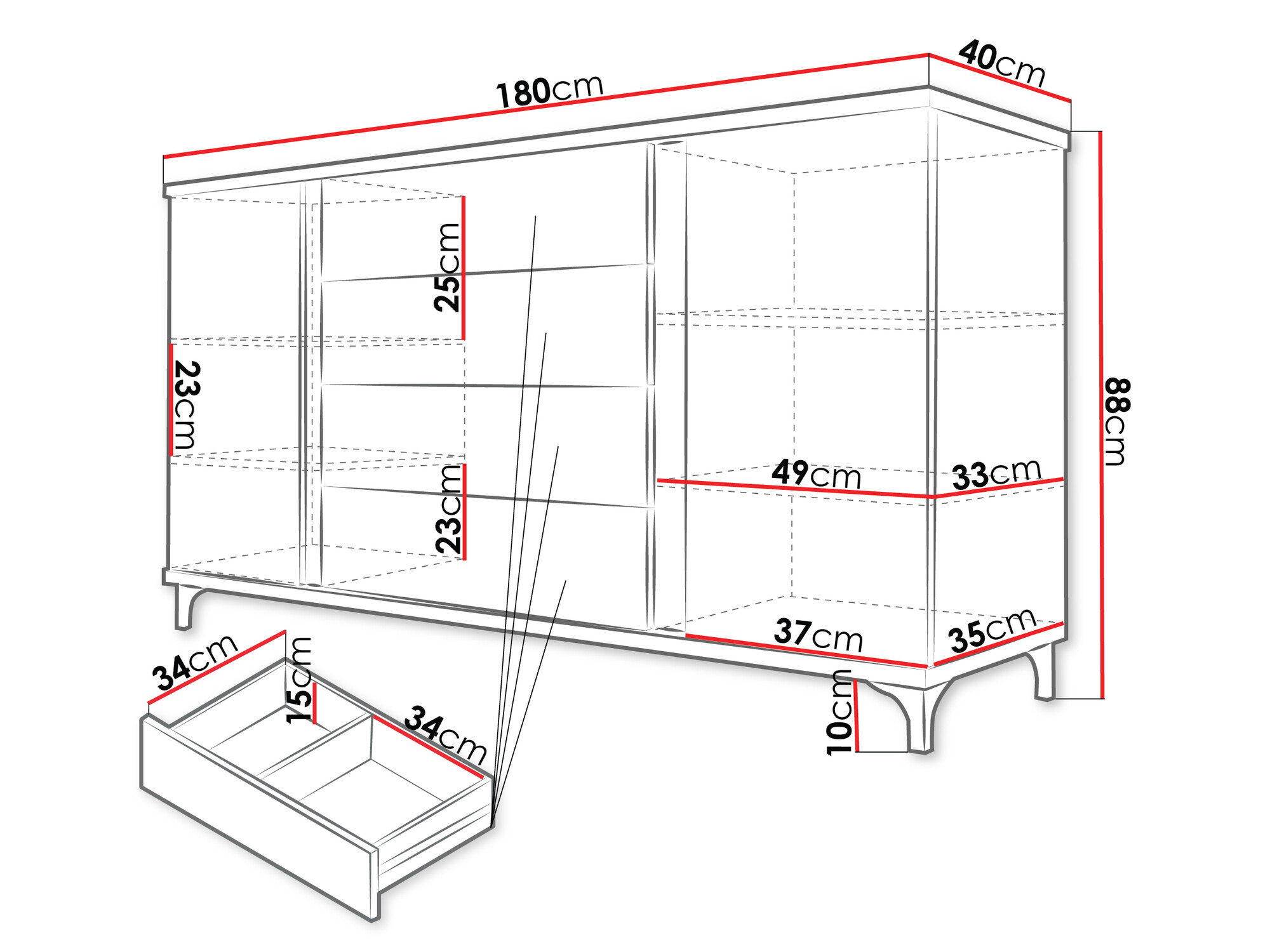 Kummut Florem (Valge + Läikiv valge + Ere puit)