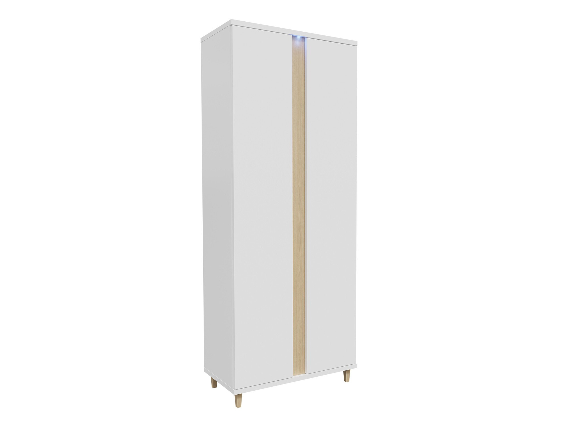 Riidekapp Florem (Valge + Läikiv valge + Ere puit)