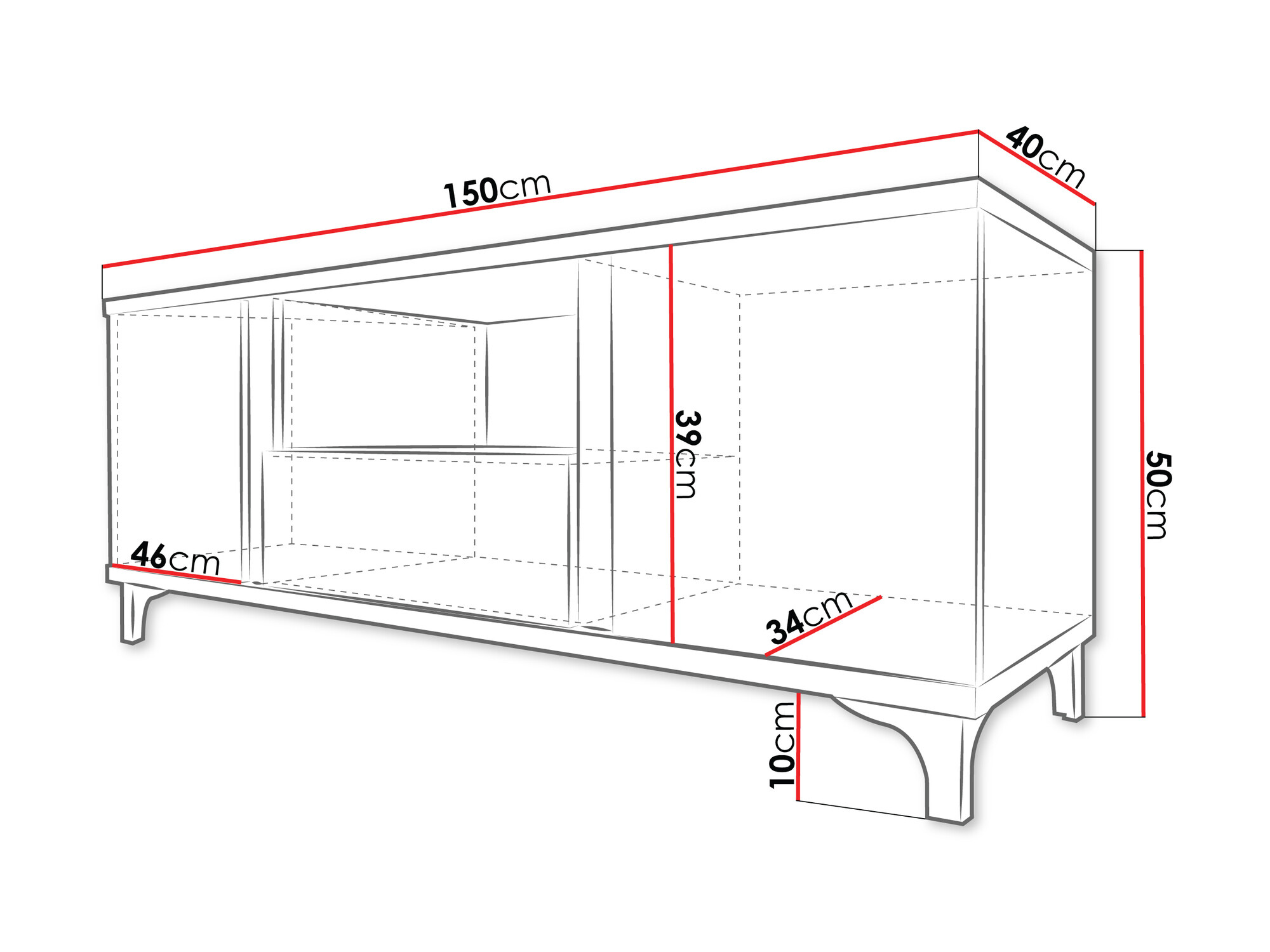 TV-alus Livseri 113 (Valge + Läikiv valge + Ere puit)