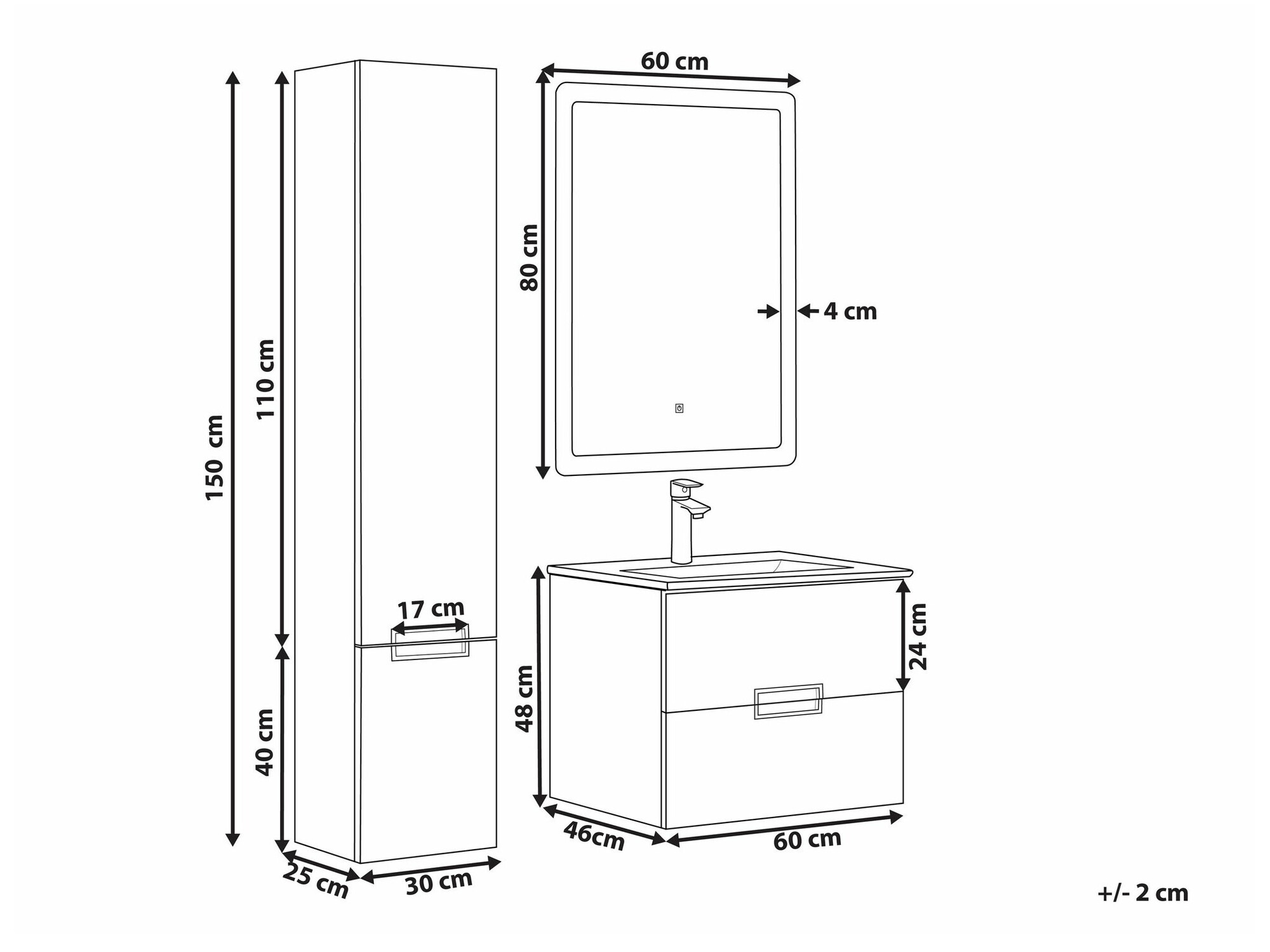 Vannitoakomplekt Berwyn 2315 (Valge)