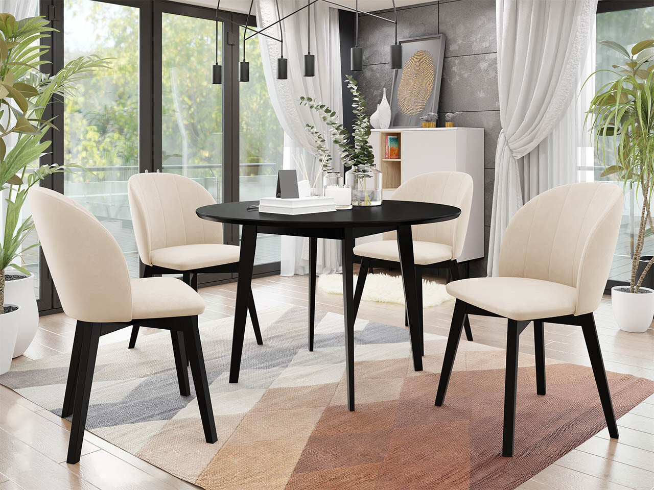 Söögitoakomplekt Racine 136 (Must)