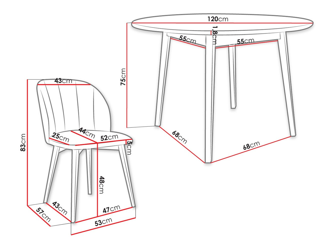 Söögitoakomplekt Racine 136 (Must)