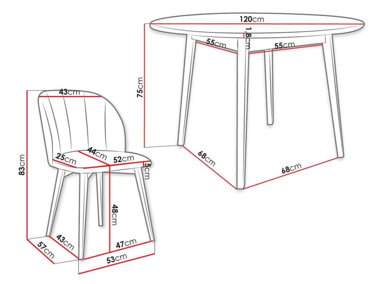 Söögitoakomplekt Racine 136 (Pruun)