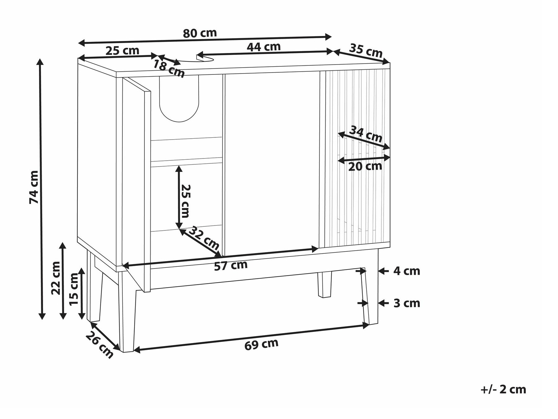 Vannitoa põrandakapp kraanikausile Berwyn 2340