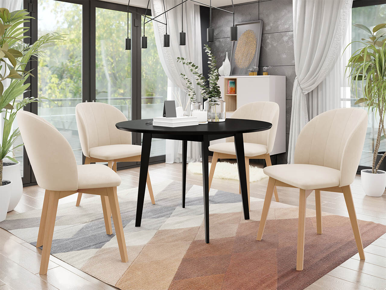 Söögitoakomplekt Racine 136 (Must)