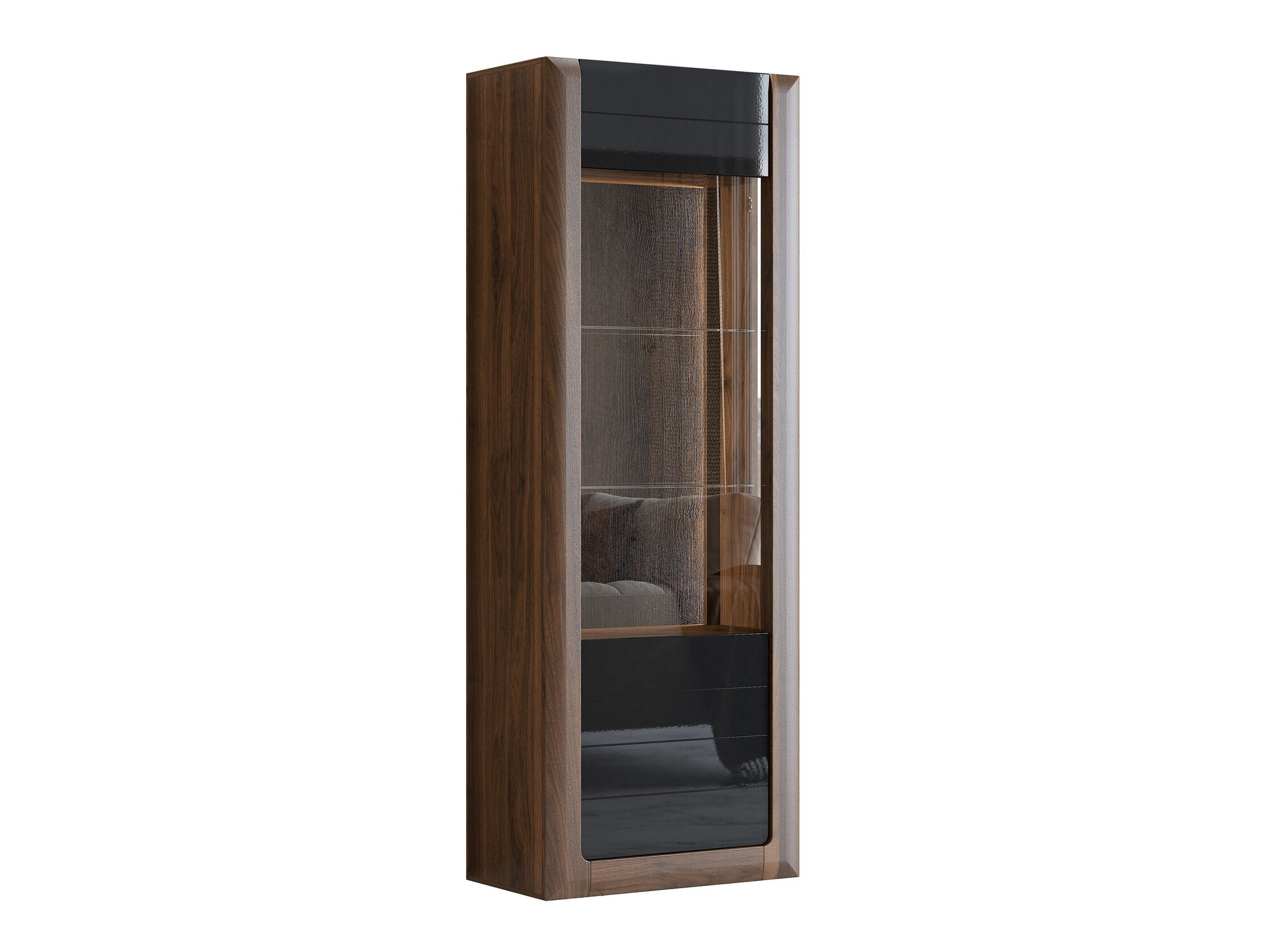 Riiul Sovera 101 (Pähkel + Läikiv must)