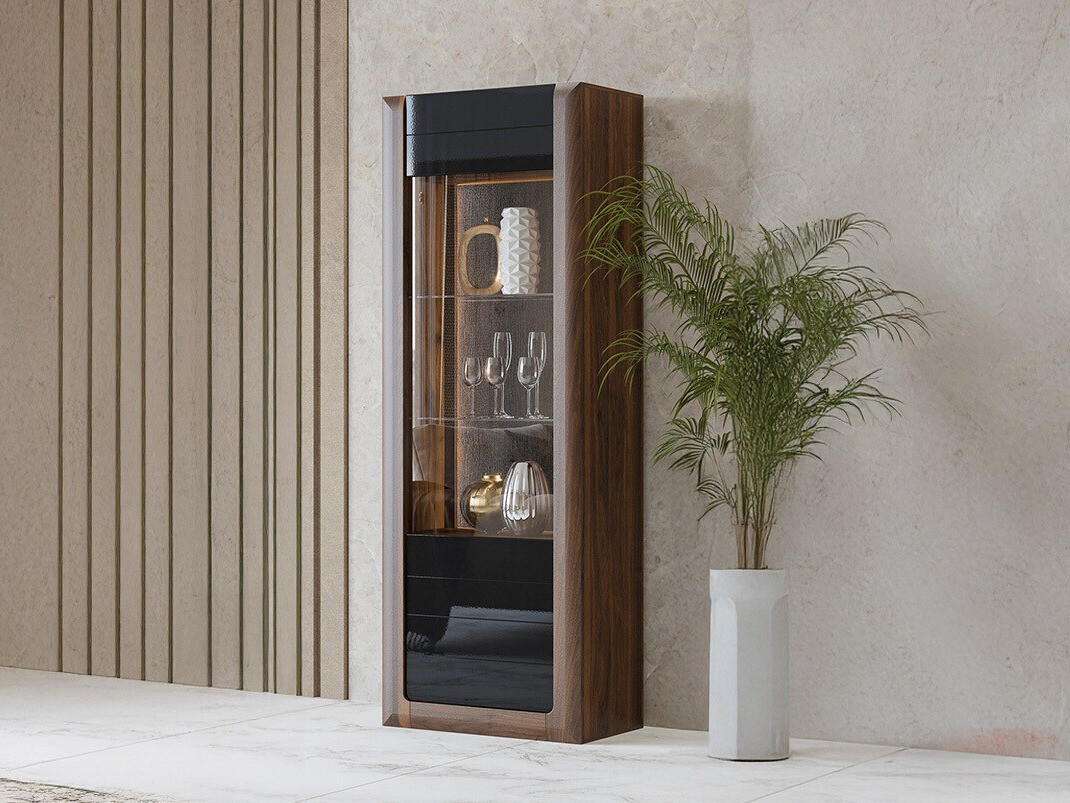 Riiul Sovera 101 (Pähkel + Läikiv must)