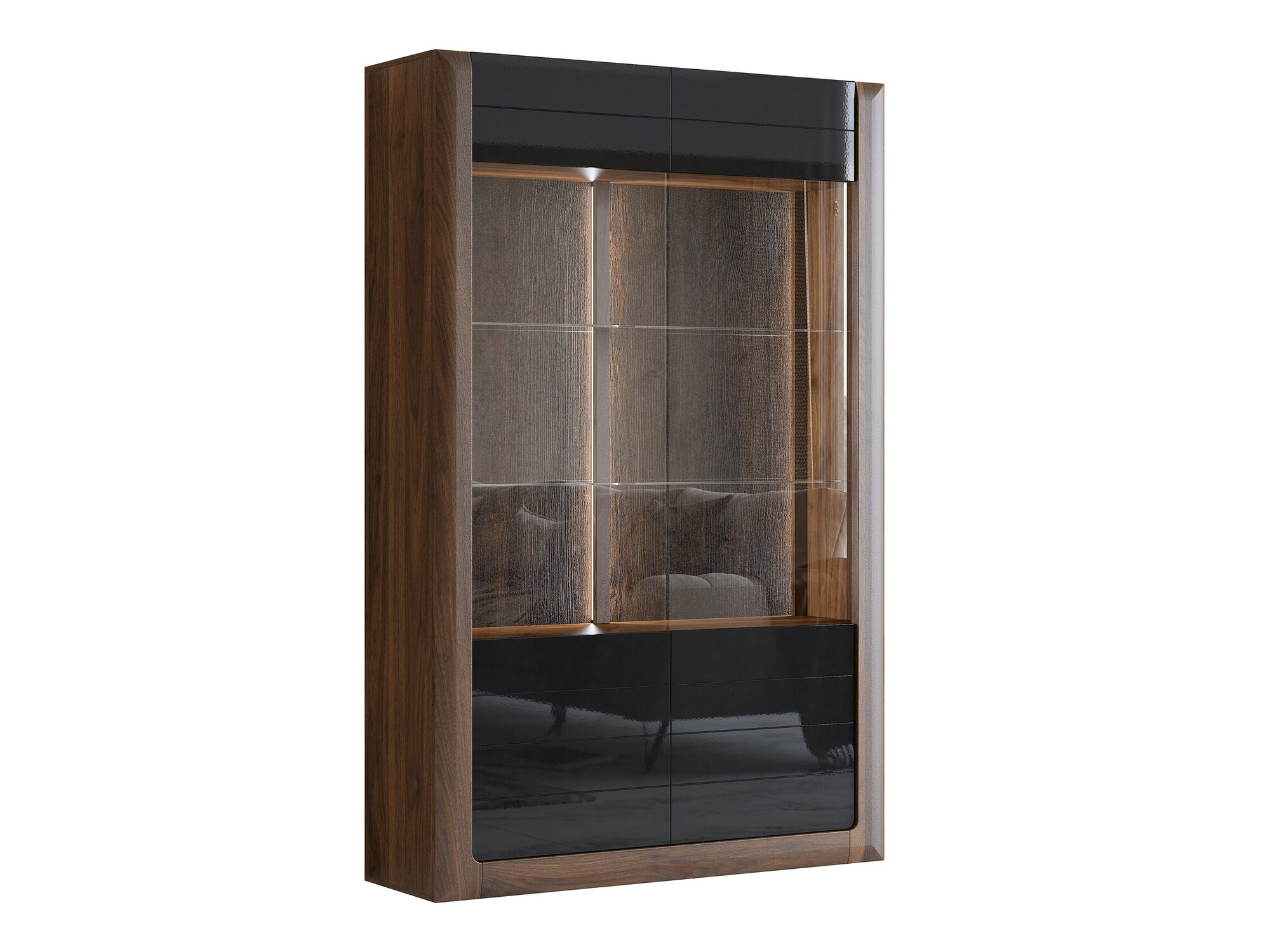 Riiul Sovera 102 (Pähkel + Läikiv must)