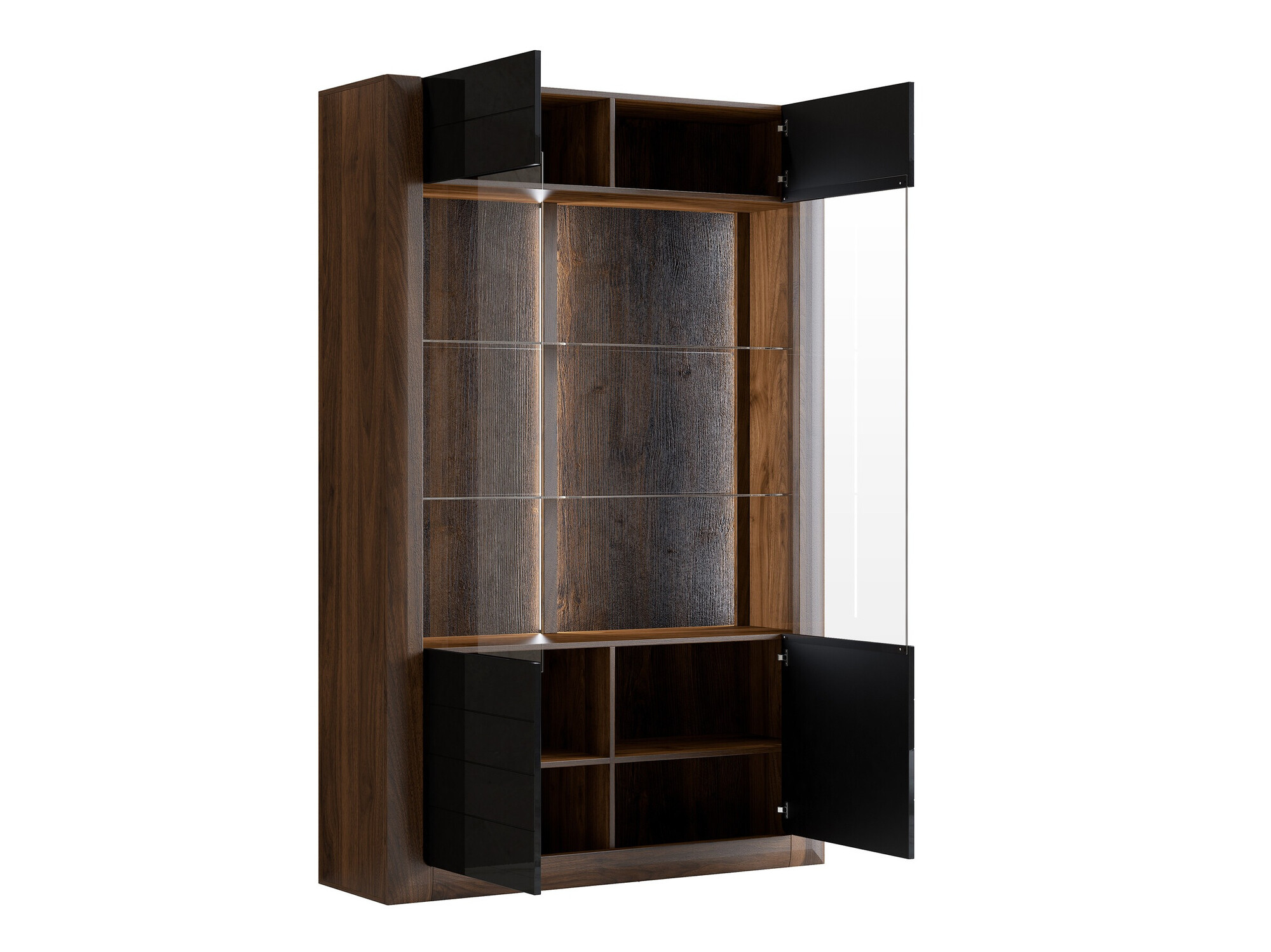 Riiul Sovera 102 (Pähkel + Läikiv must)