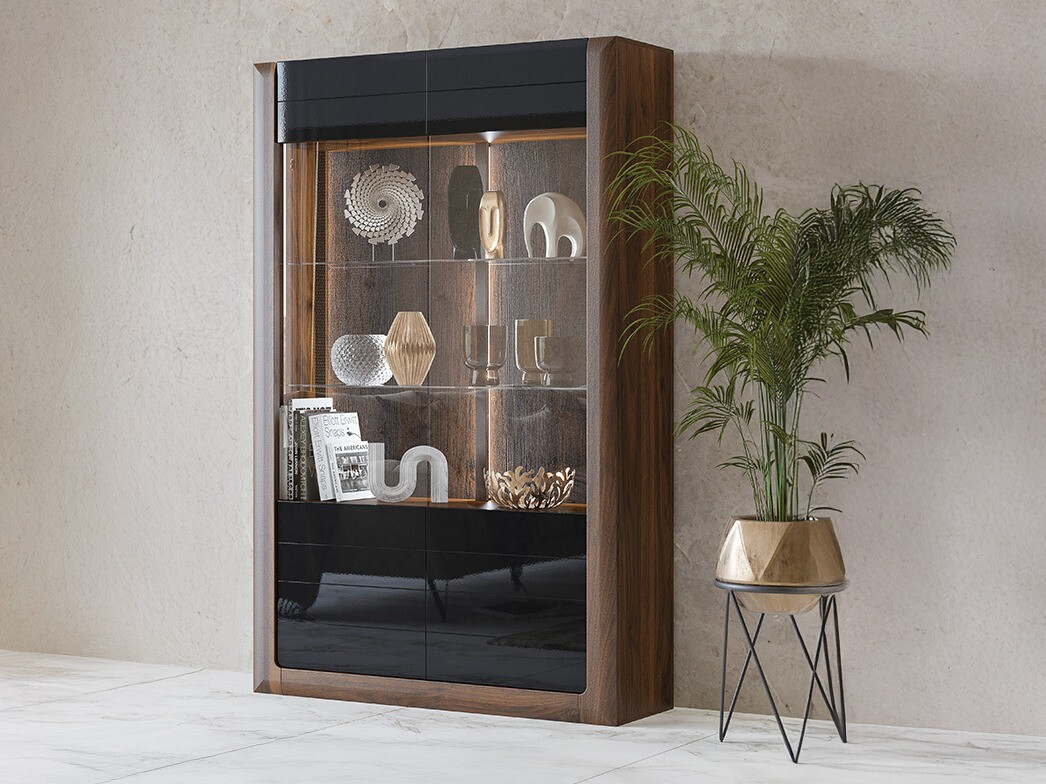 Riiul Sovera 102 (Pähkel + Läikiv must)